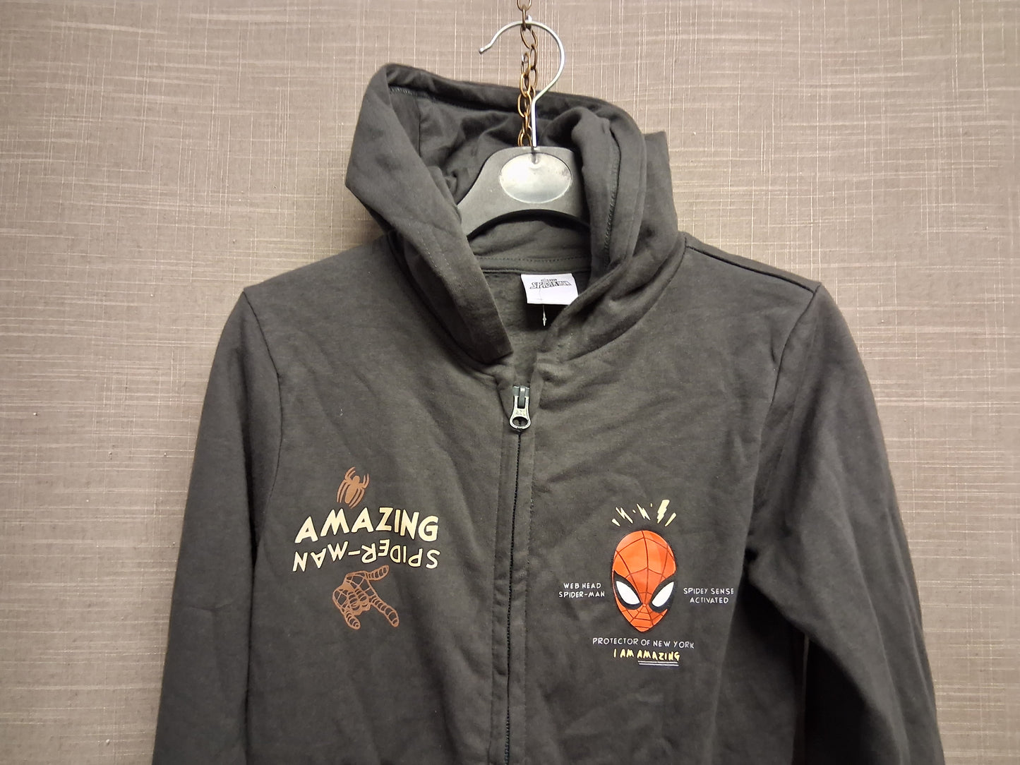 Marvel Spiderman Boys Full Zip Hoodie Grey Age 6-7 Years