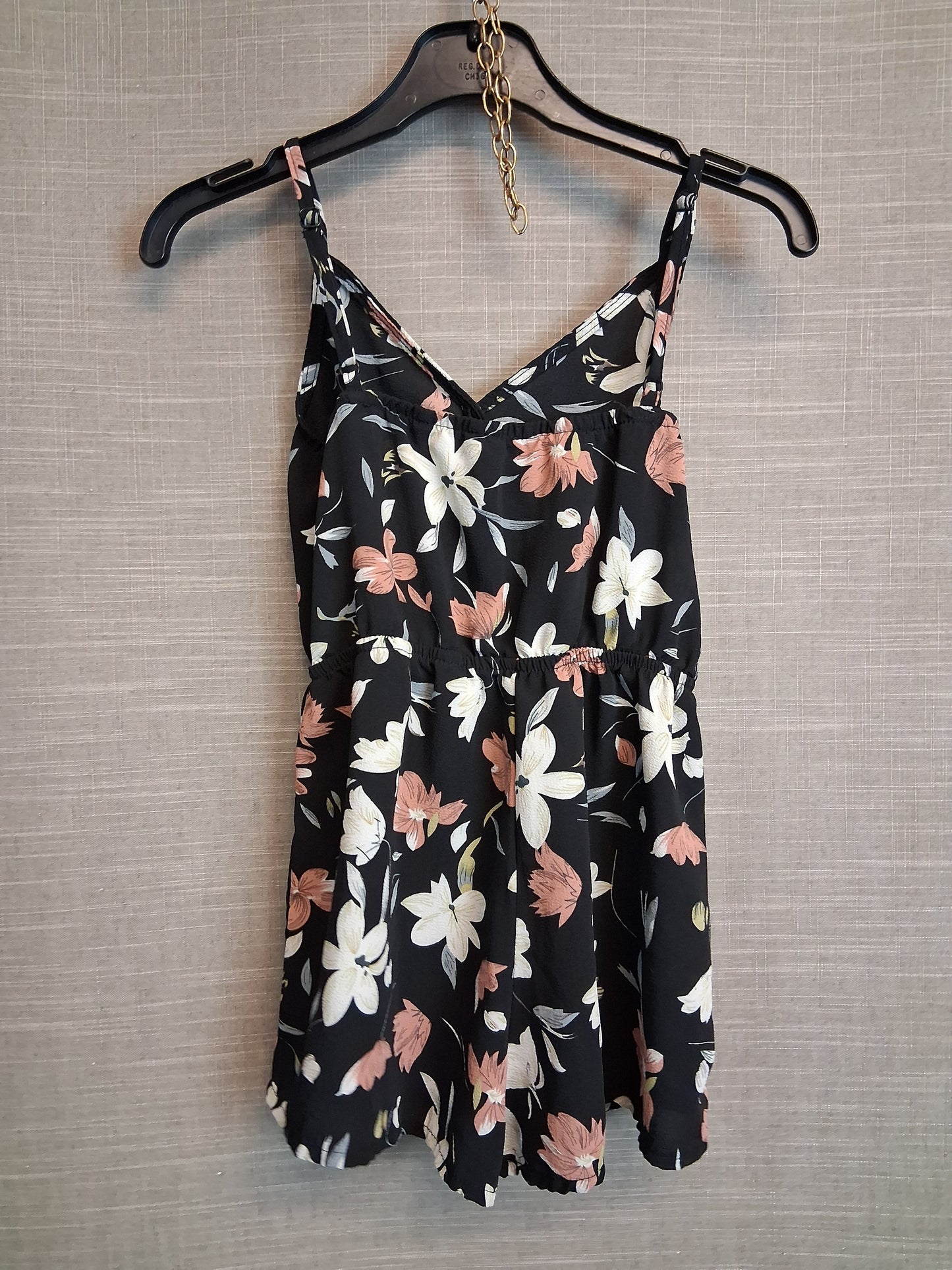 Shein Girls Black Floral Playsuit Age 8-9 Years