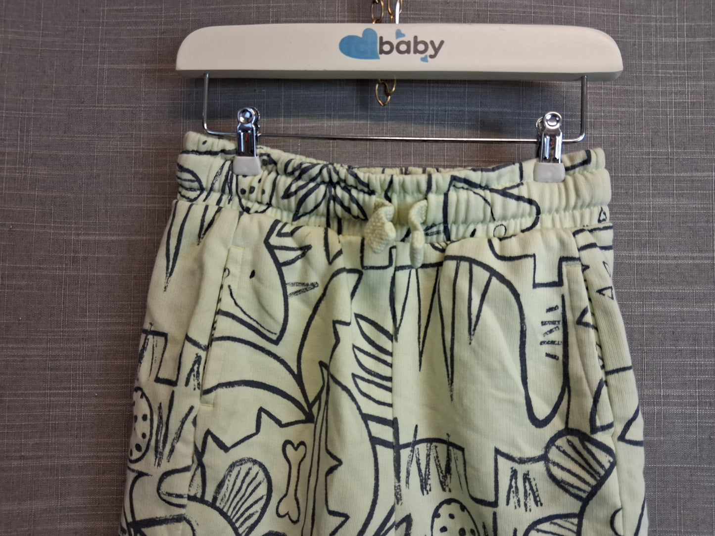 George Boys Yellow Dinosaur Jersey Shorts Age 2-3 Years