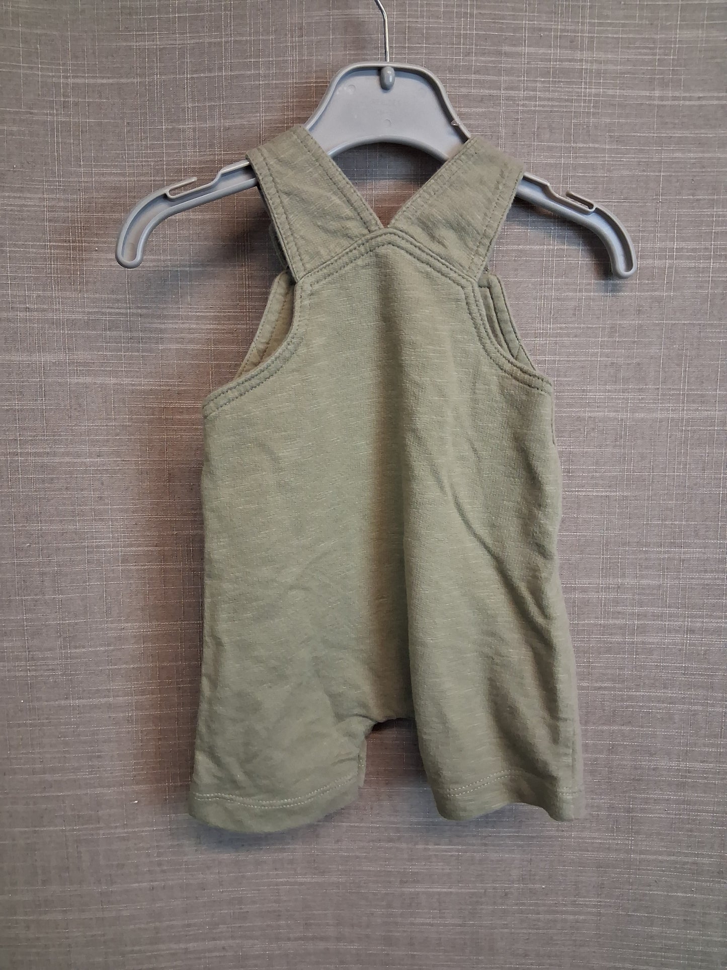 George Boy Khaki Green Jersey Dungarees Romper Age 0-3 Months