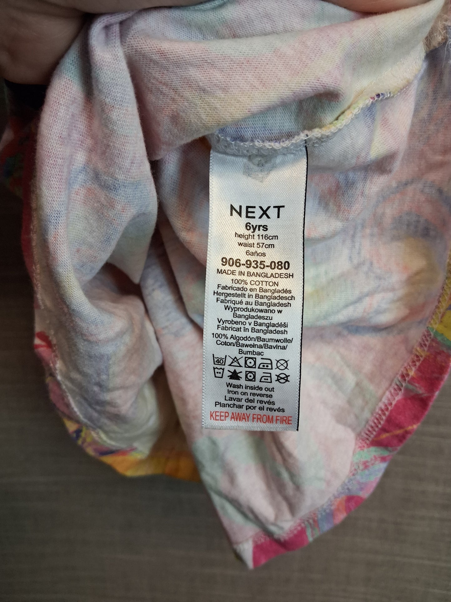 Next Girls Multicolour Tie Dye Love Hearts T-Shirt Age 6 Years