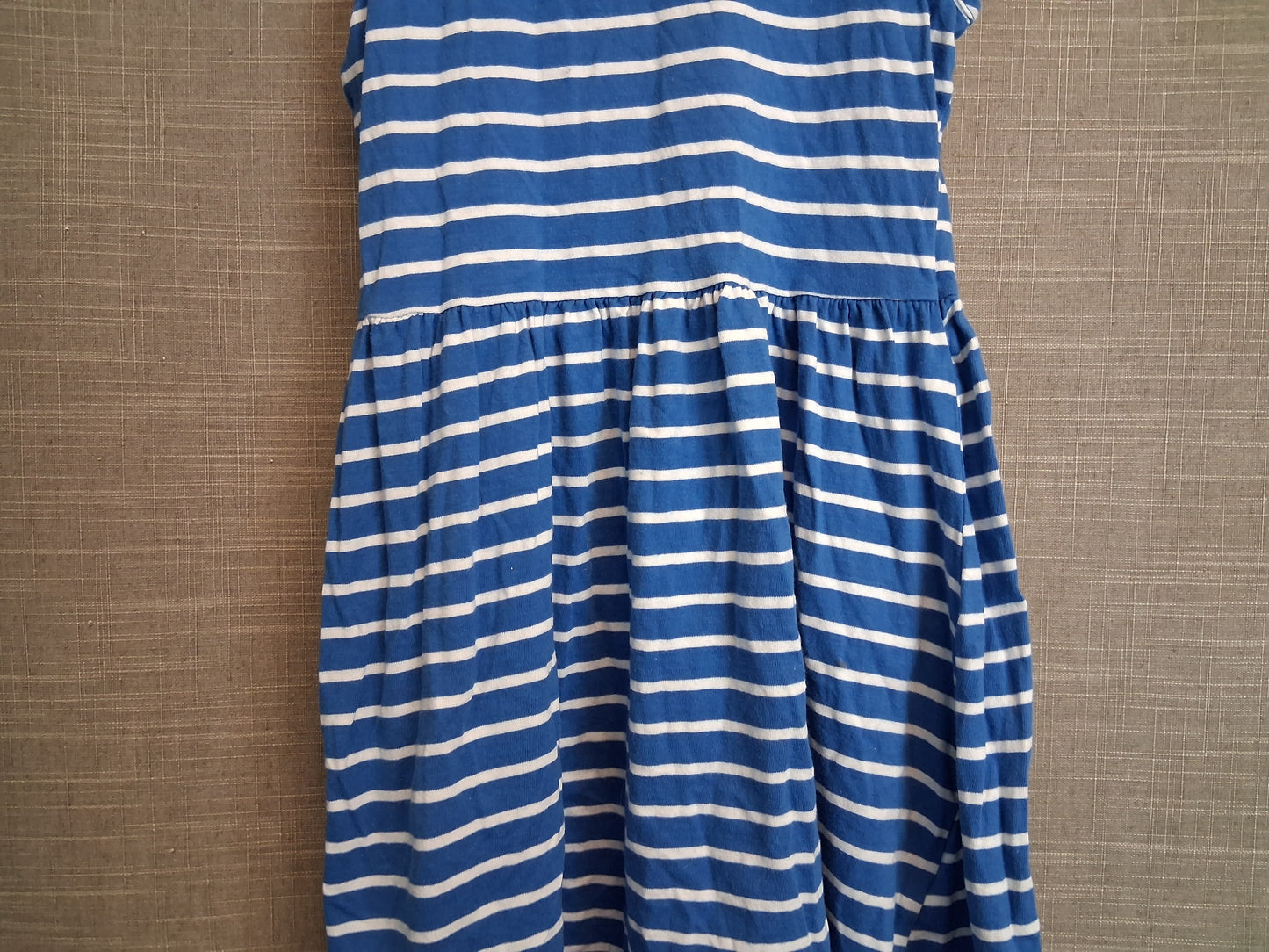 F&F Girl Blue White Stripe Jersey Sleeveless Sundress Age 8-9 Years
