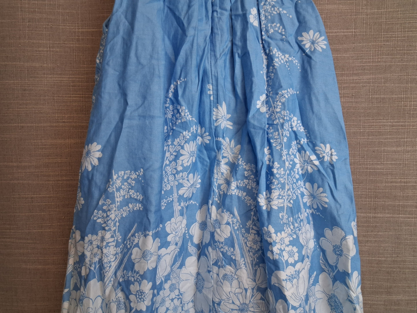 Monsoon Girls Blue Floral Sleeveless Dress Age 8 Years Cotton Sequins