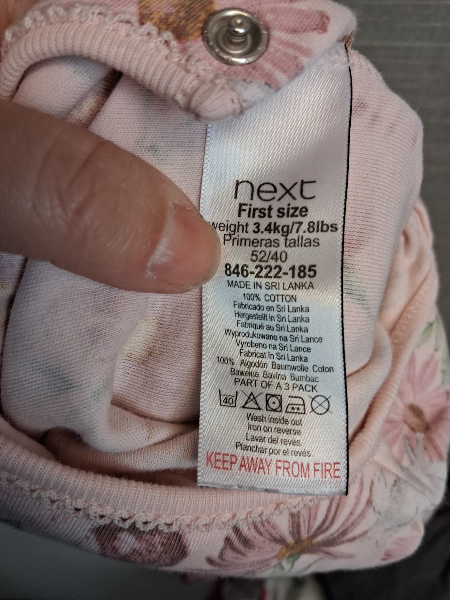 Next Girls Pink Floral Wildlife Sleepsuit Age Tiny Baby