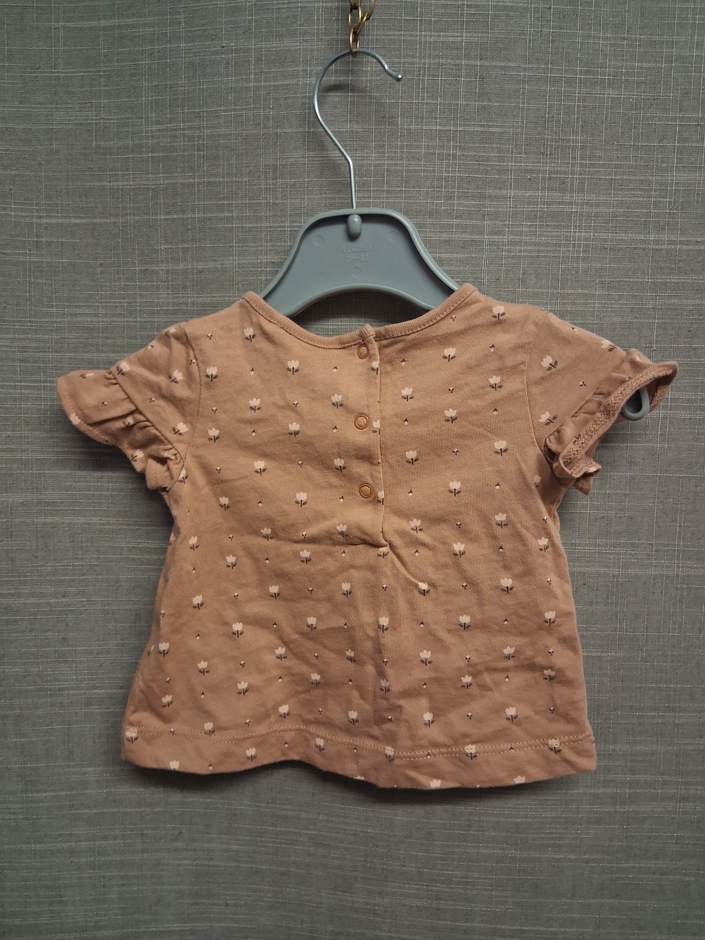 Next Girls Brown Floral Short Sleeve T-Shirt Age 0-3 Months