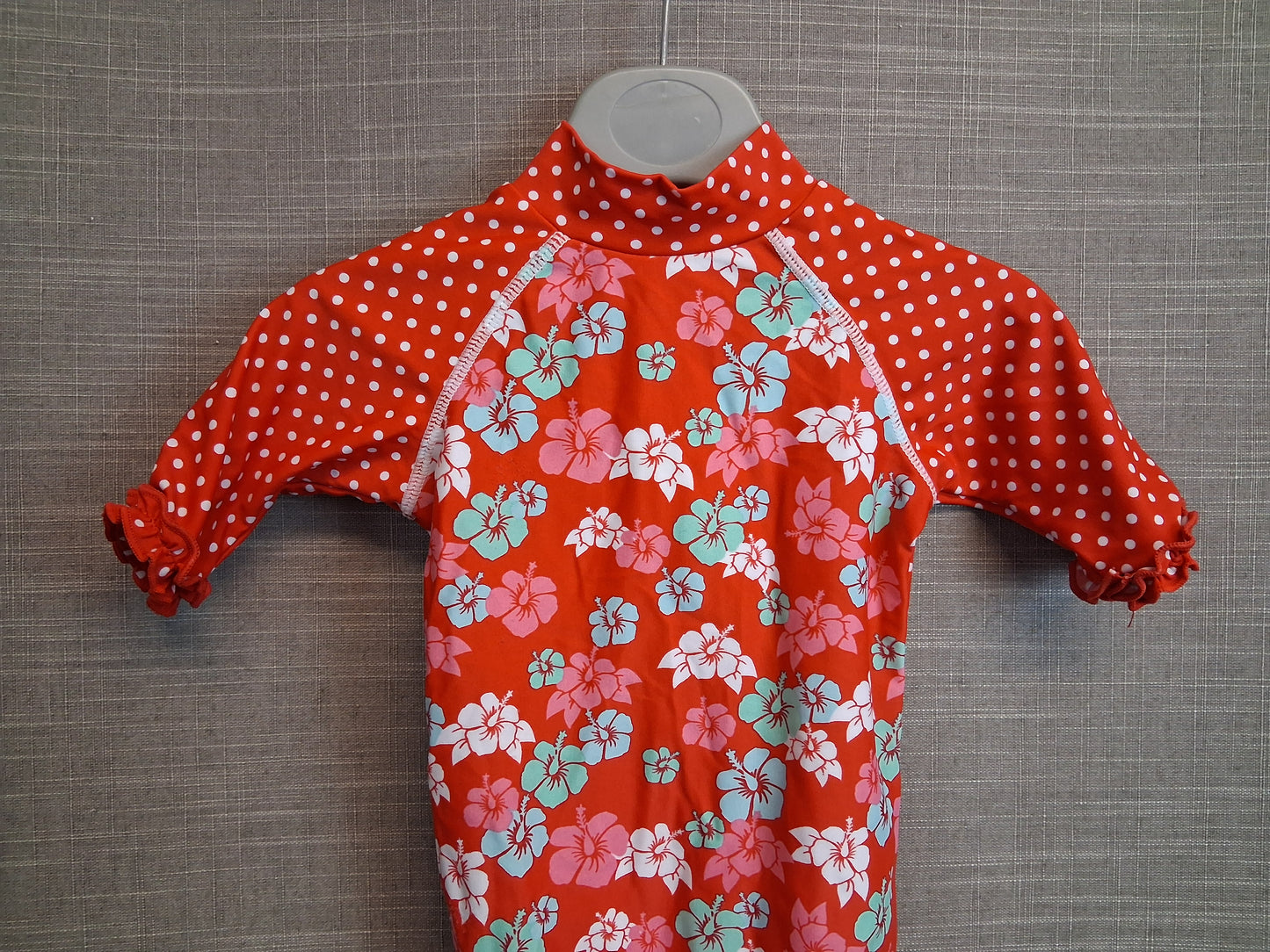 Miniclub Girl One Piece UV Swimsuit Red Floral Age 3-6 Months