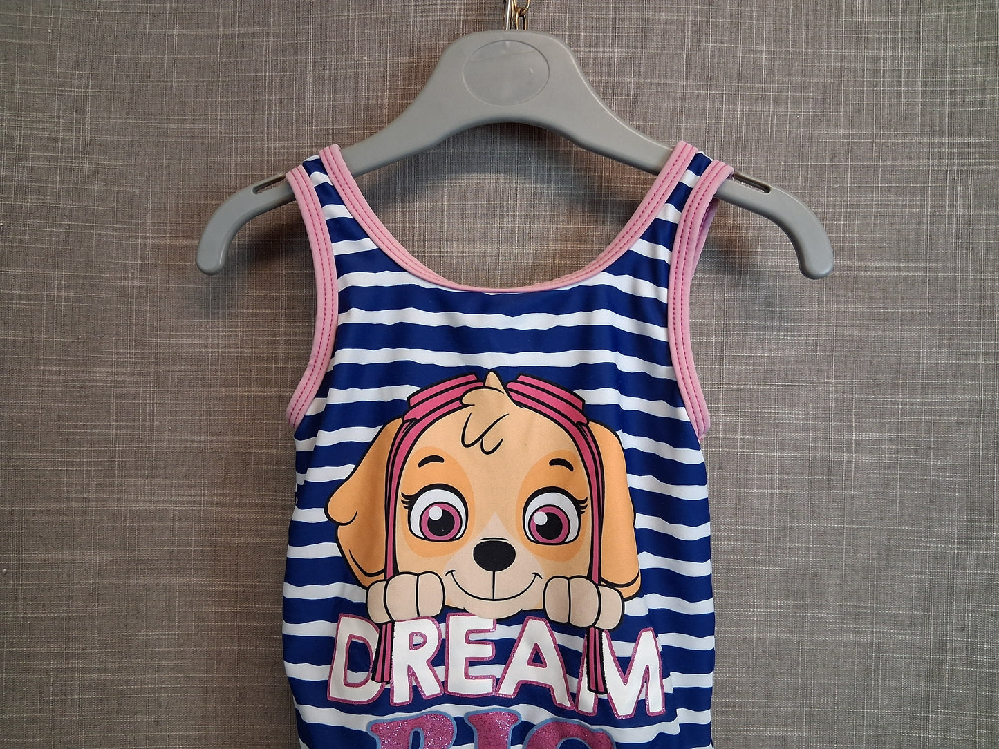 Paw Patrol George Skye Swimsuit One Piece Blue White Striped Age 3-4 years