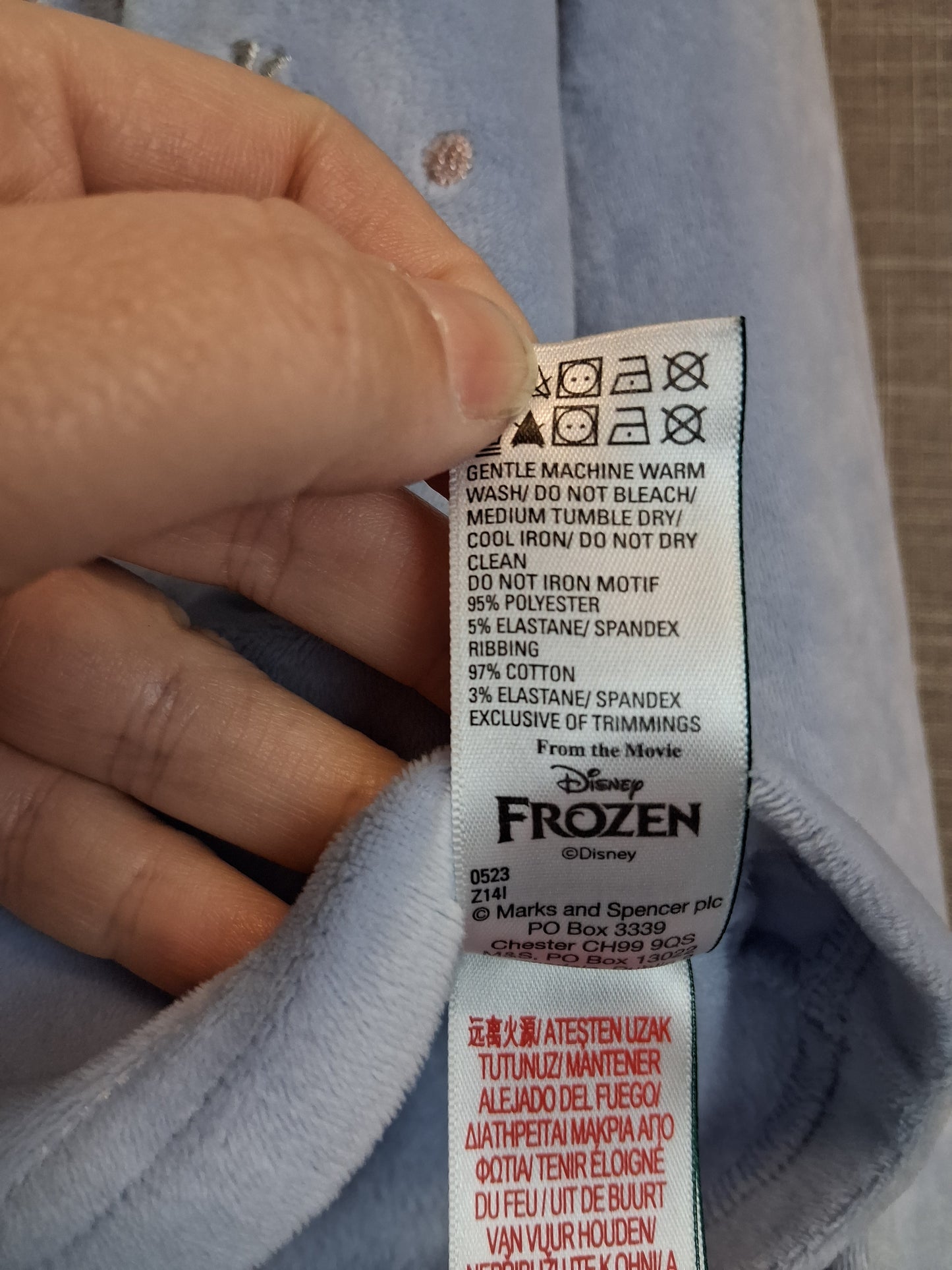 Marks & Spencer Disney Frozen Pyjamas PJs Set Velour Style Age 5-6 Years