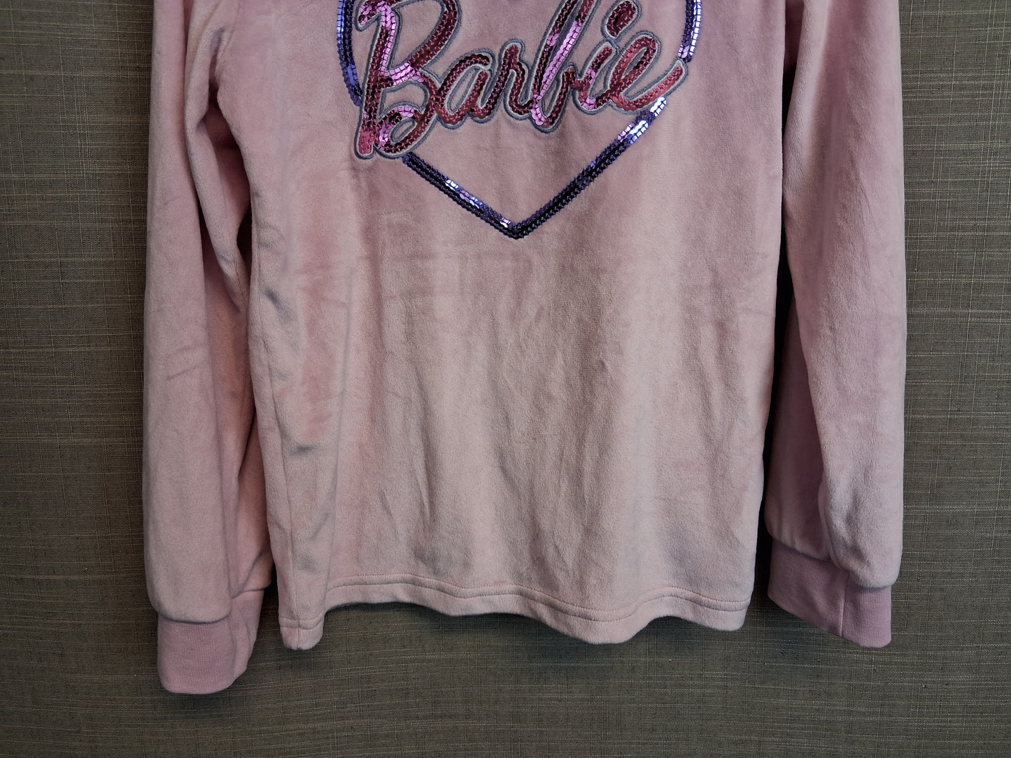 F&F Girls Barbie Velour Pink Jumper Age 8-9 Years