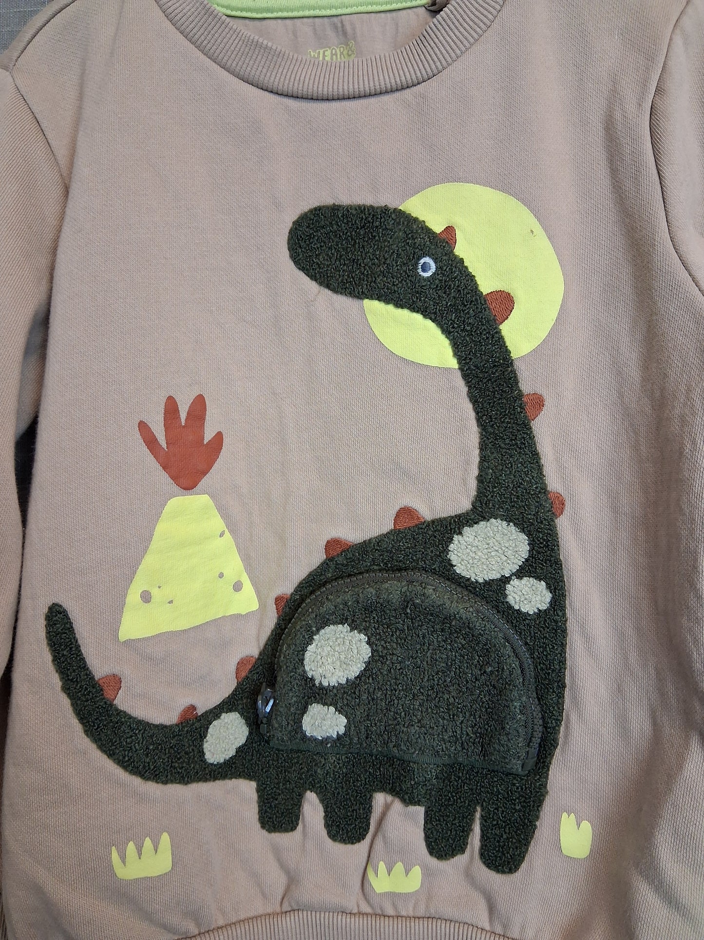 F&F Boys Beige Dinosaur Sweater Age 5-6 Years