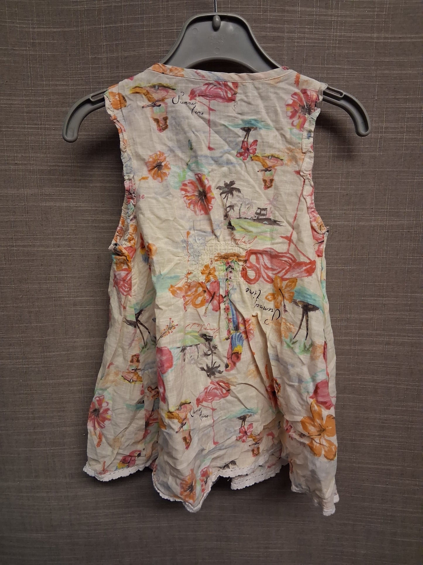 Next Girls Peach Floral V Neck Sleeveless Dress Age 4 Years