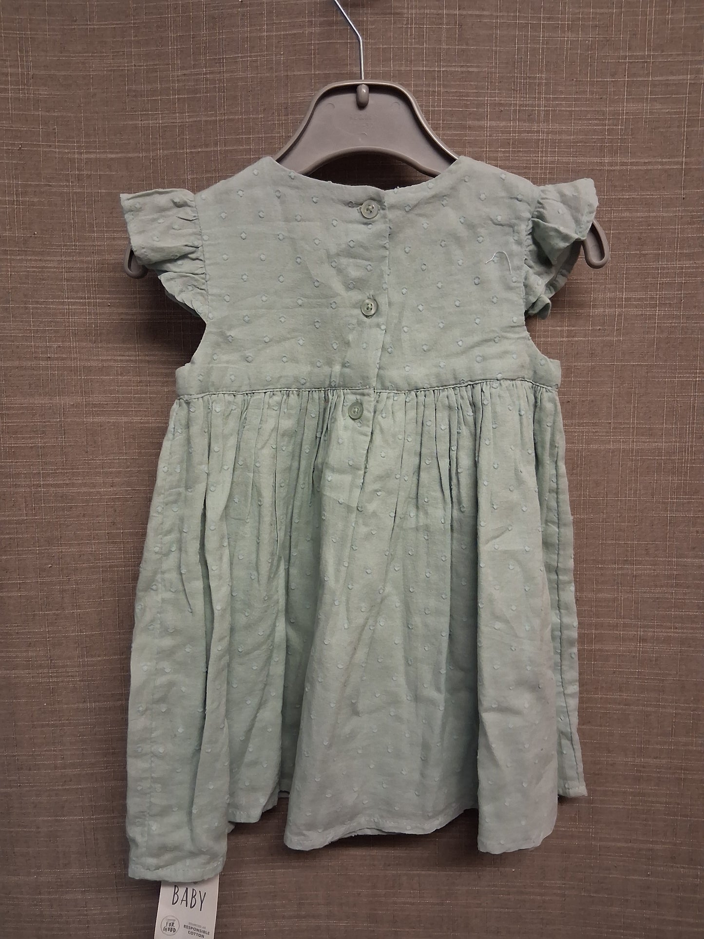 George Girls A Line Green Embroidered Floral Dress Lined Age 3-6 Months New