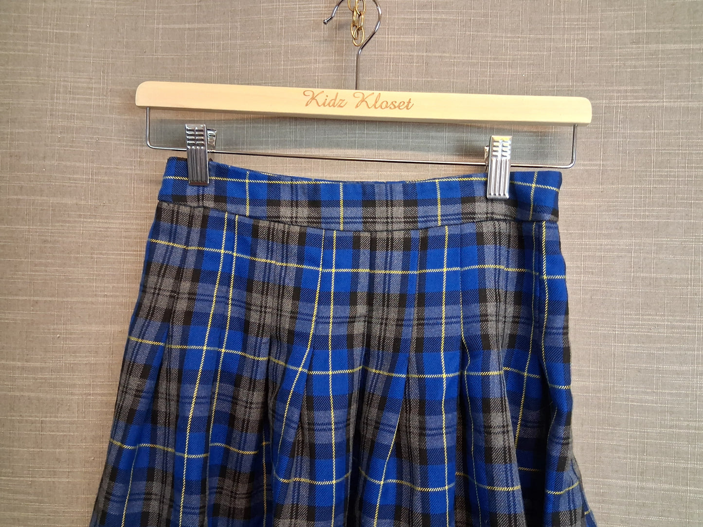New Look Girls Pleated Check Blue Grey Short Skirt Age 13-14 Years
