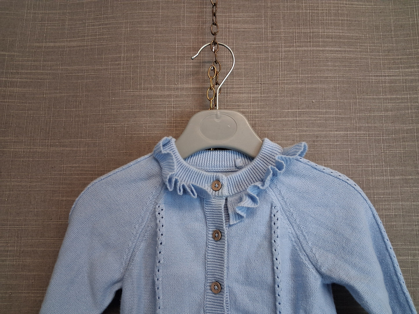 TU Girls Pale Blue Knitted Cardigan Age 3-6 Months