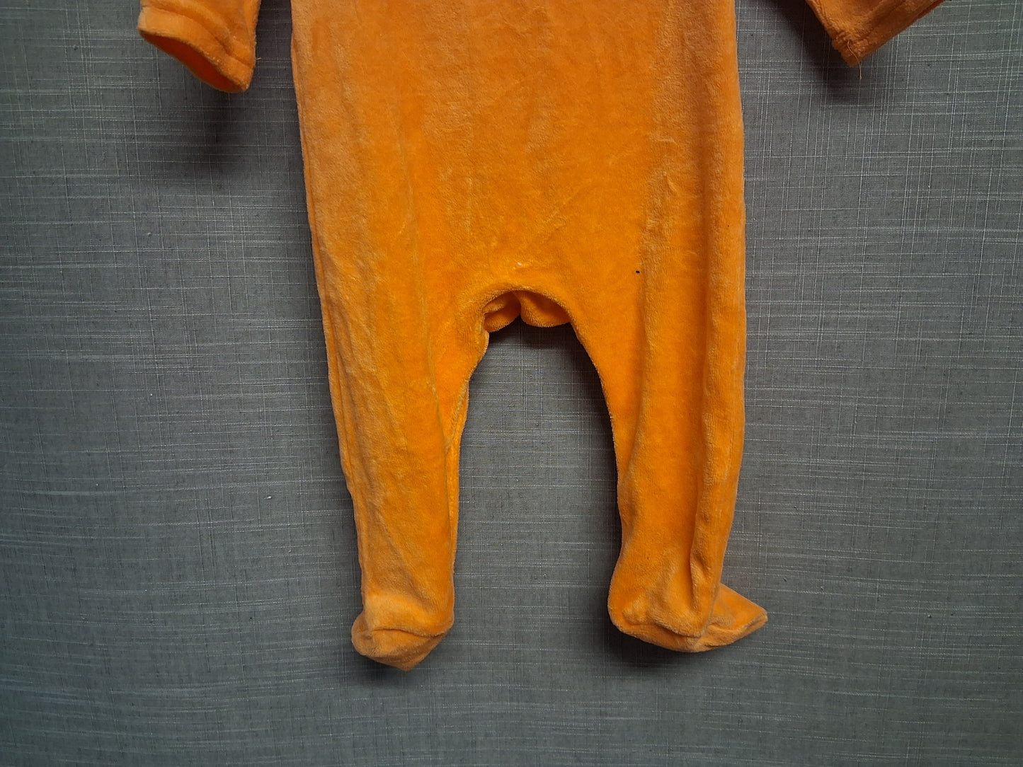 Hallowscream Velour Orange Pumpkin Romper One Piece Age 3-6 Months