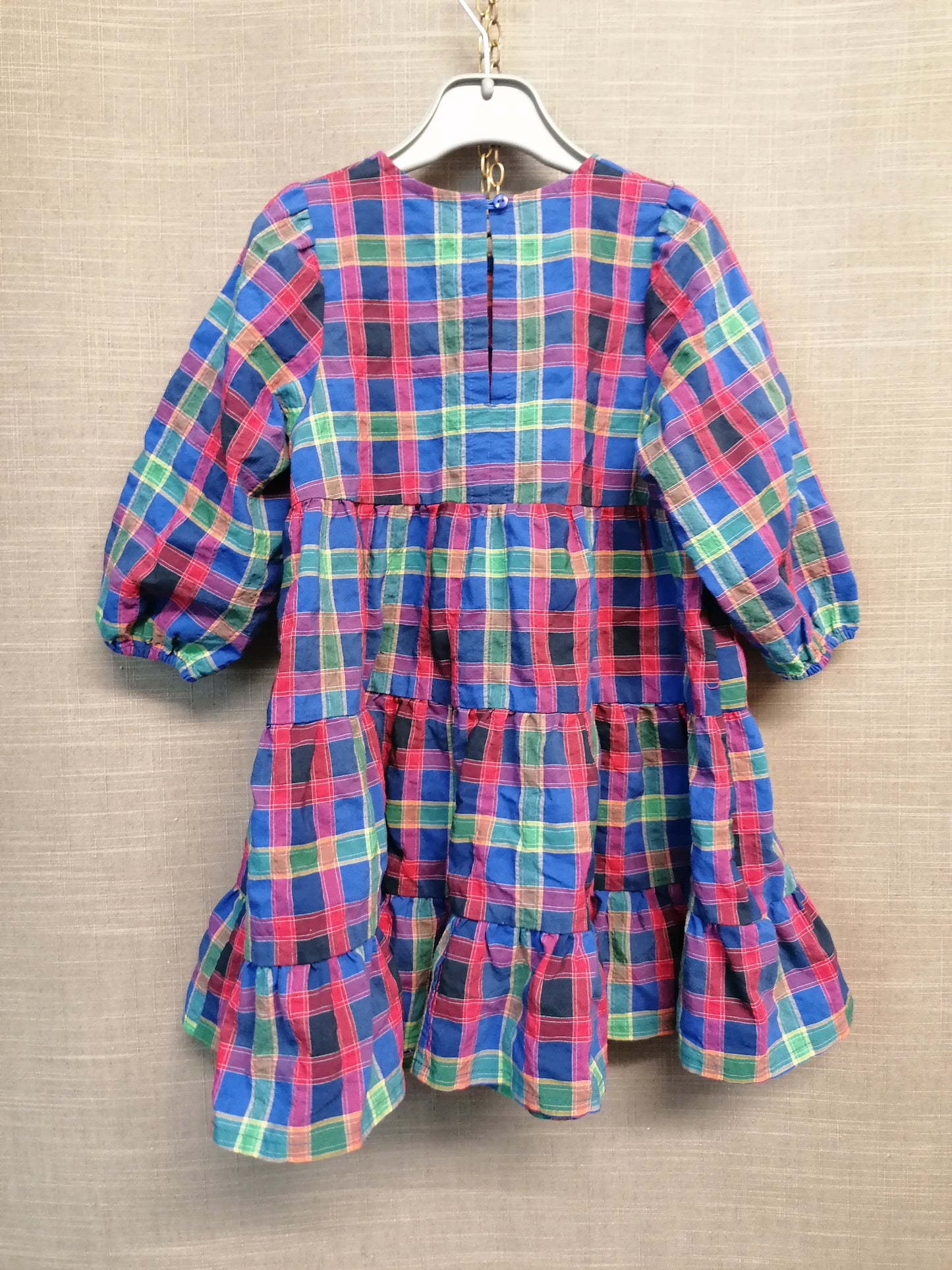 Next Girls Blue Check Tiered Dress Age 3 Years