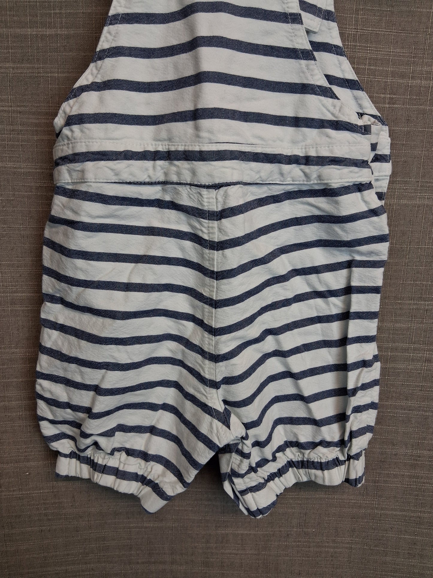 Next Boys Blue White Stripe Short Dungarees Age 12-18 Months