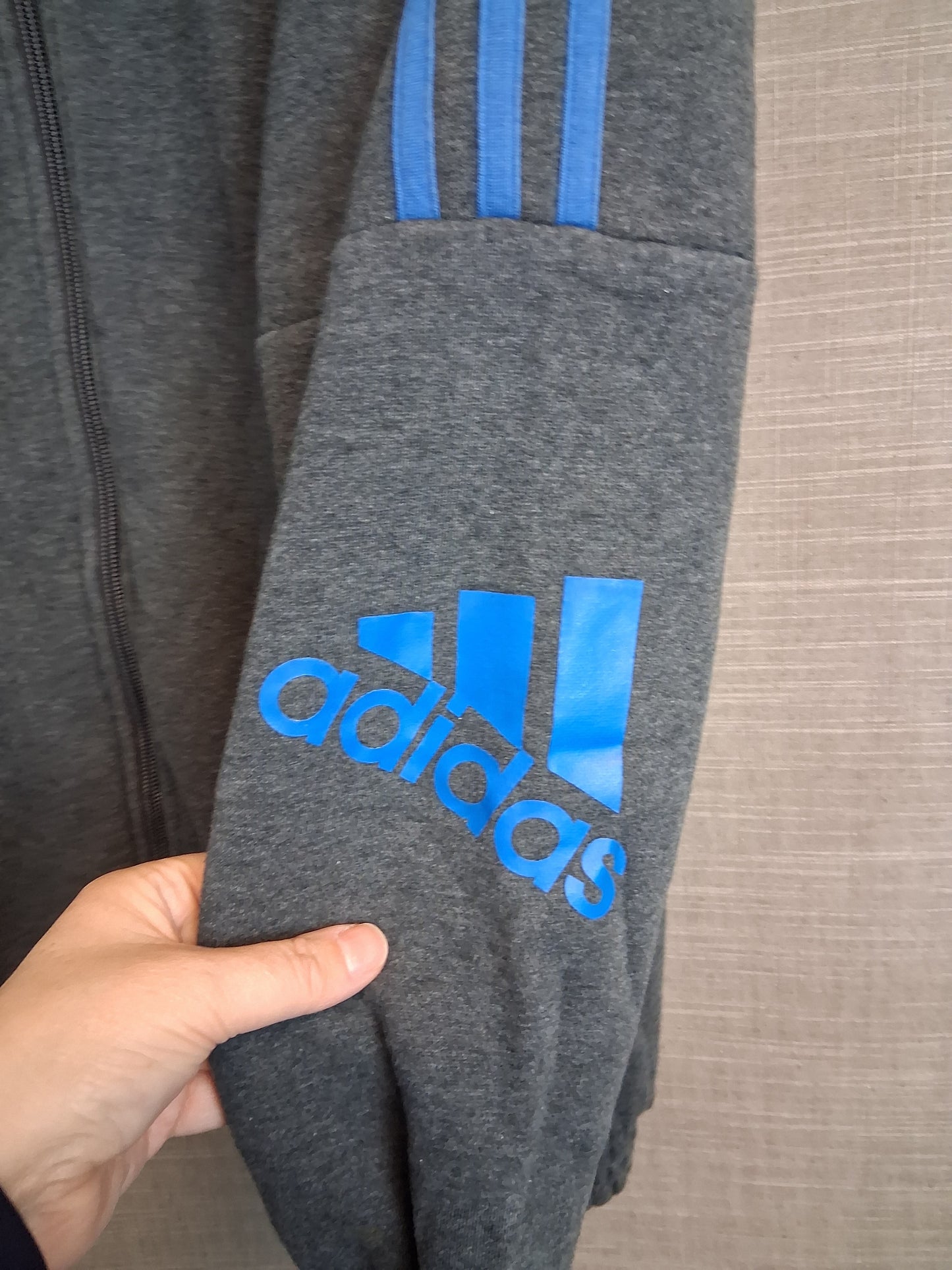 Adidas Boys Full Zip Hoodie Grey Age 13-14 Years