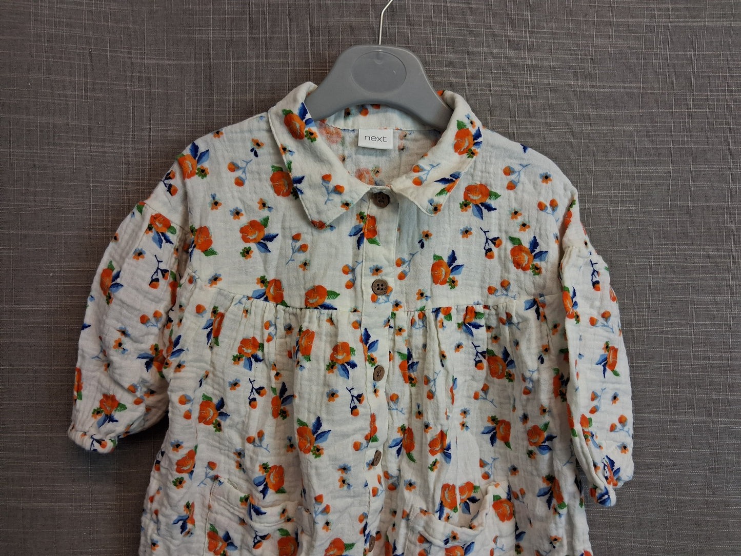 Next Girls Cream Floral Dress Age 12-18 Months