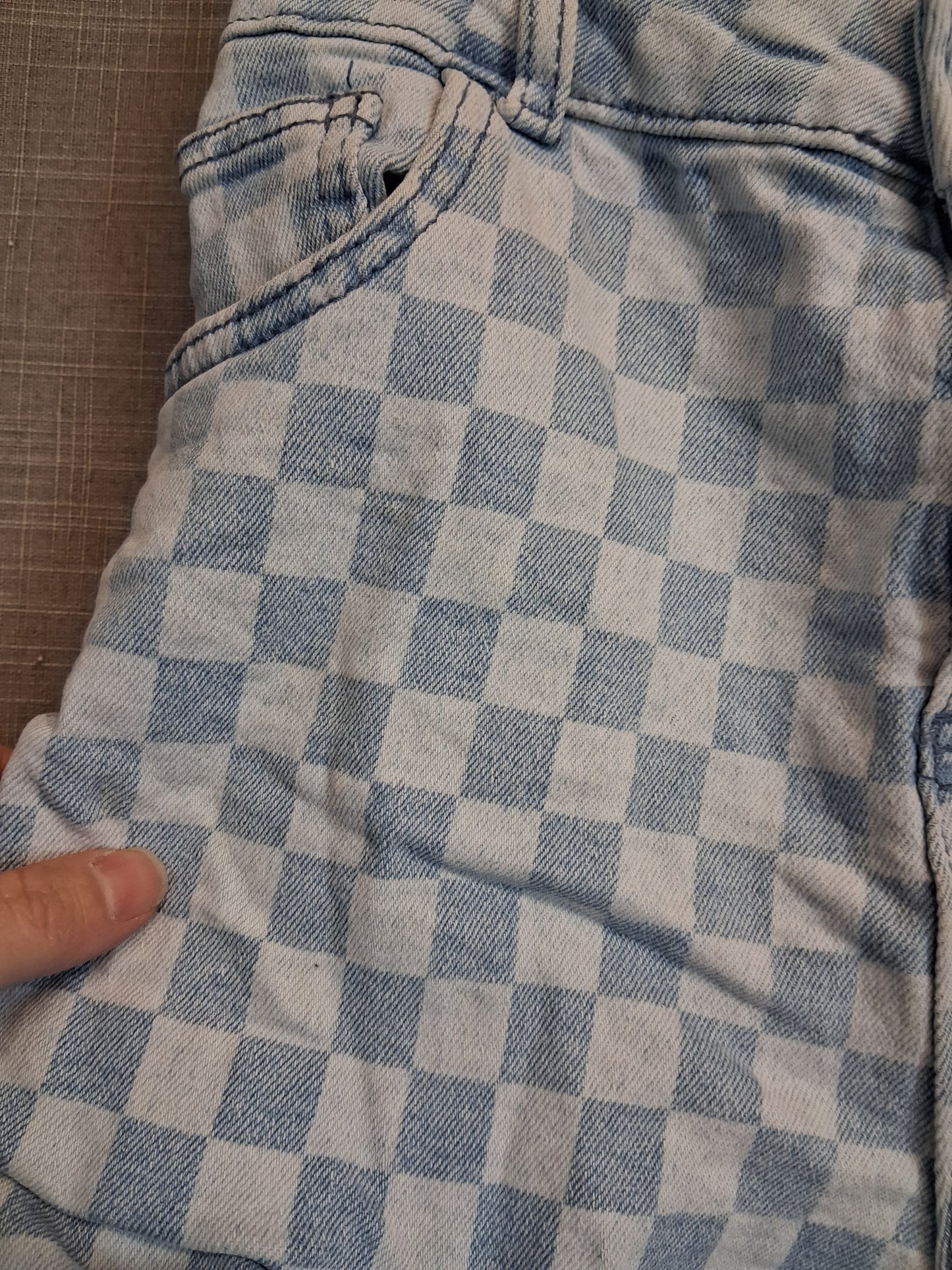 Primark Girls Blue Denim Check Shorts Age 12-13 Years