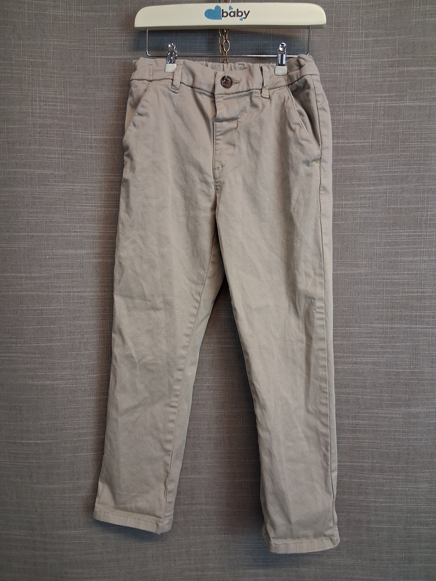Next Boys Beige Chino Trousers Age 4-5 Years Adjustable Waist