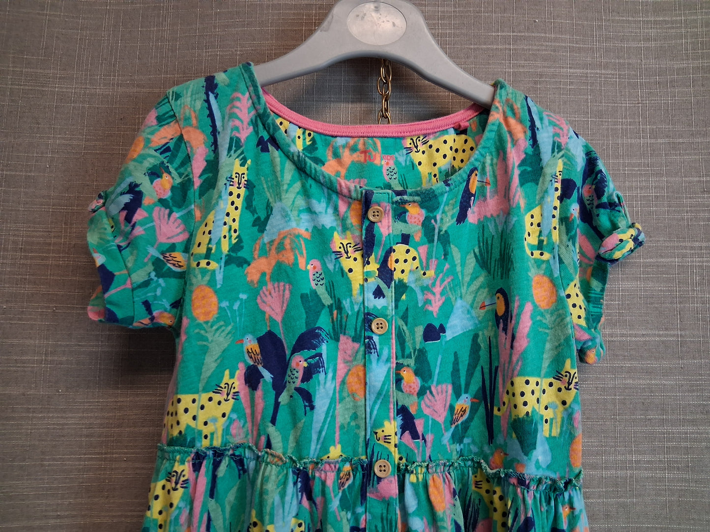 TU Girls Short Sleeve T-Shirt Dress Age 6-7 Years Tropical Theme