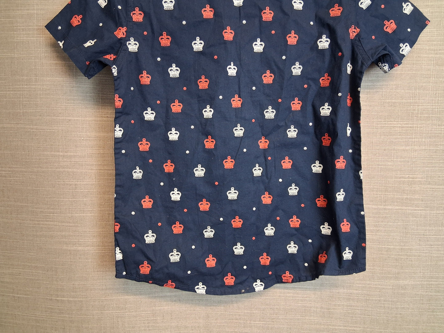 George Boys Blue King Crown Print Shirt Short Sleeve Age 10-11 Years