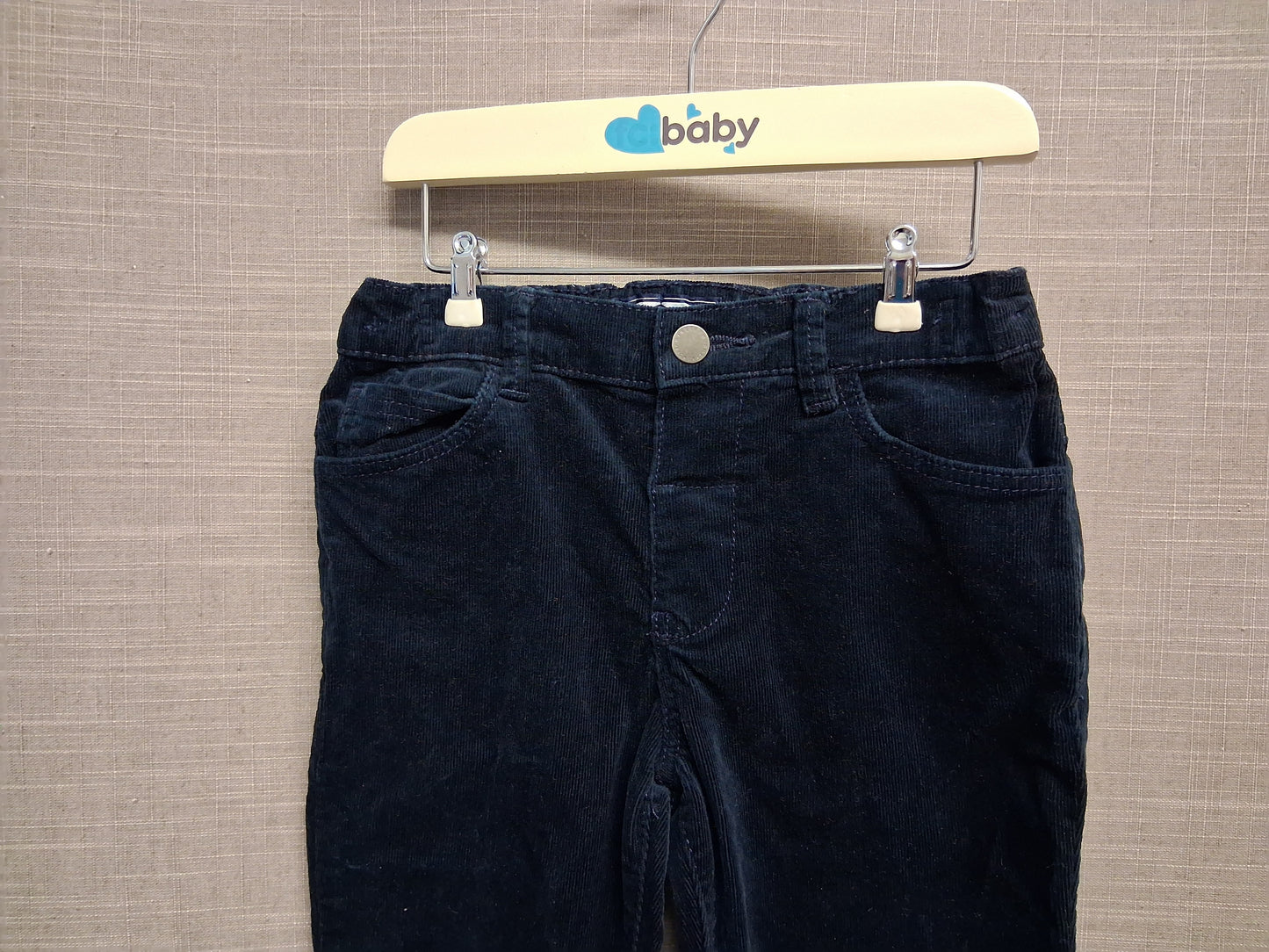 Next Boys Navy Blue Corduroy Trousers Adjustable Waist Age 5-6 Years