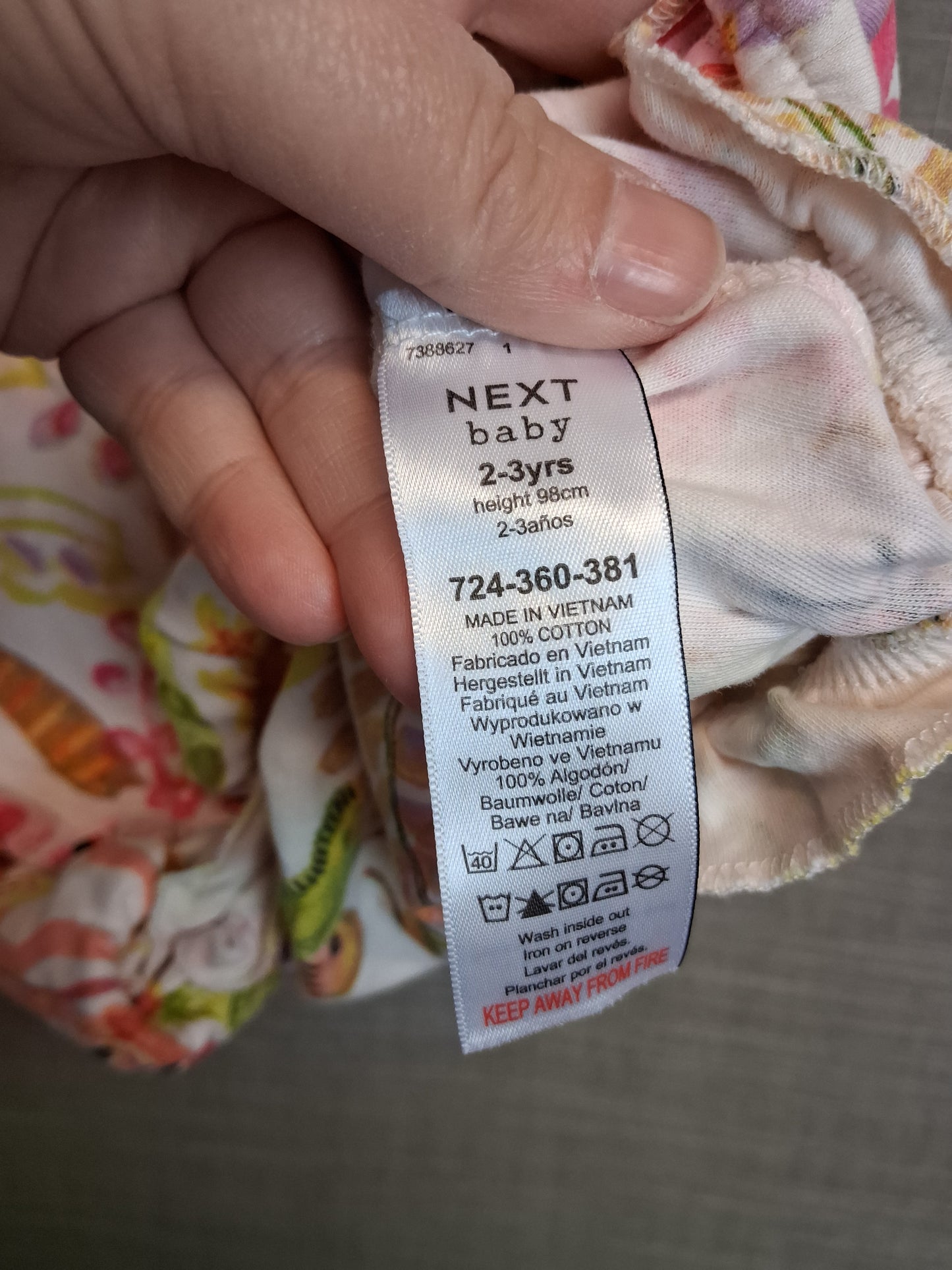 Next Girls Multicolour Floral Sleeveless Bodysuit Age 2-3 Years