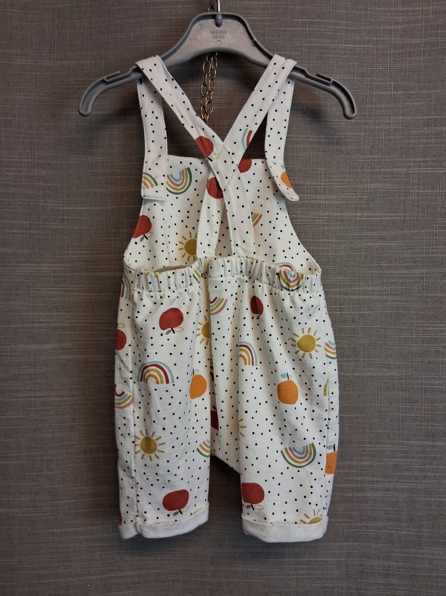 Next Girls Jersey Dungaree Shorts Romper Age 12-18 Months Cream