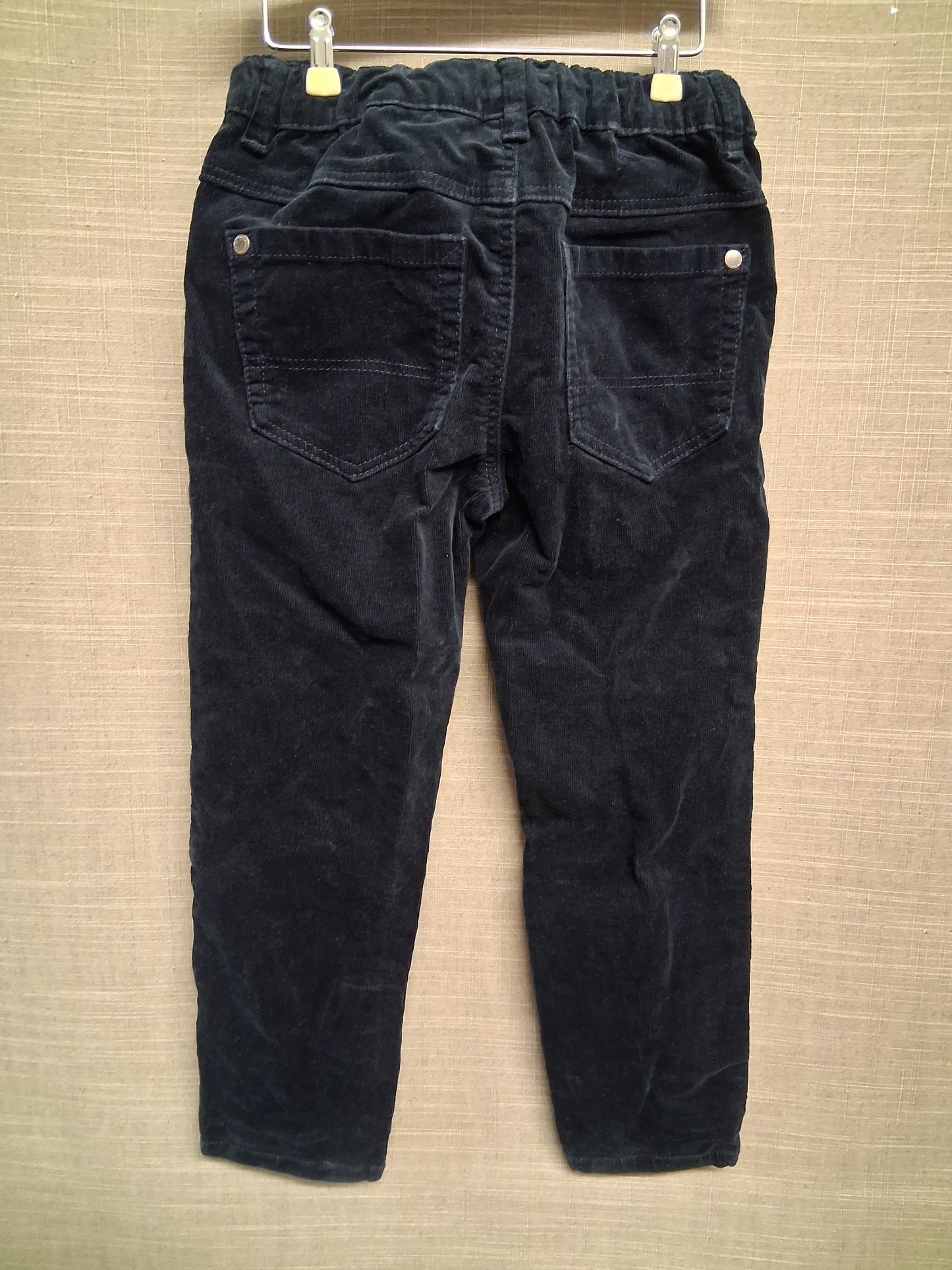 Next Boys Navy Blue Corduroy Trousers Adjustable Waist Age 5-6 Years