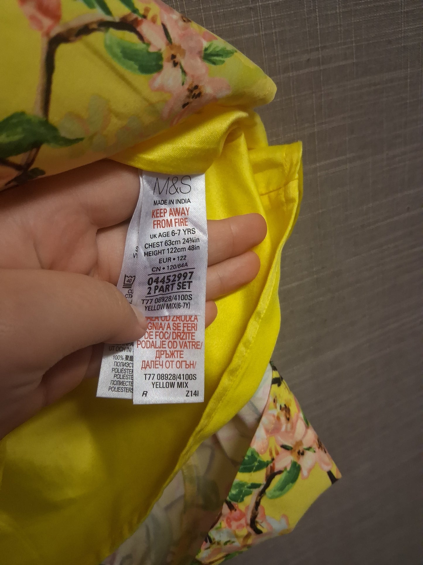 Marks and Spencer Autograph Girls Yellow Floral Vest Top Age 6-7 Years