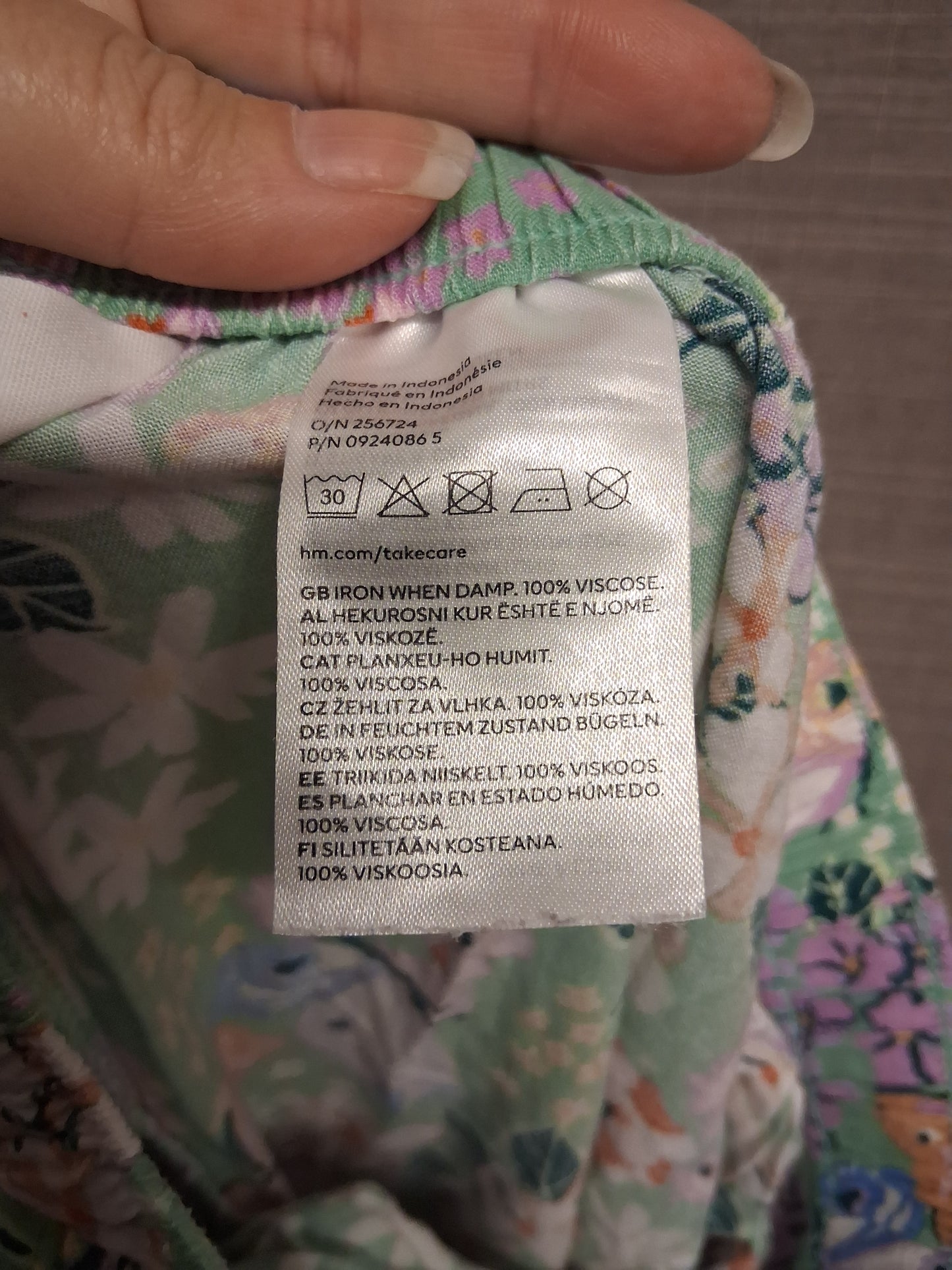 H&M Girls Green Floral Summer Trousers With Pockets Age 7-8 Years