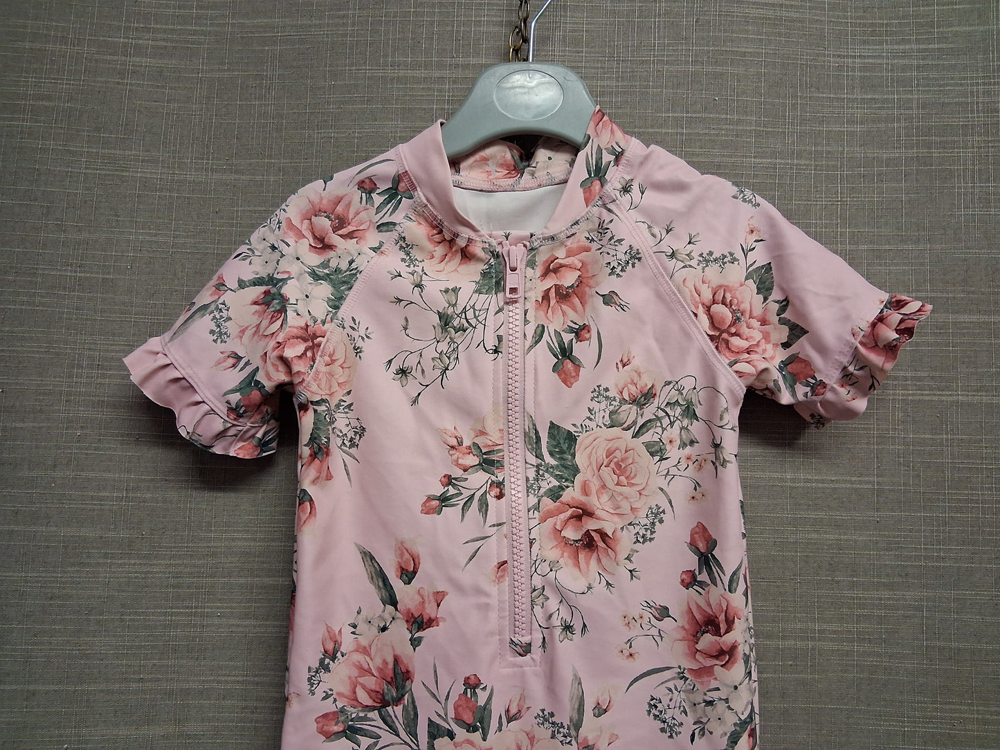 Next Girls Pink Floral UV Swimsuit All in One Age 12-18 Months