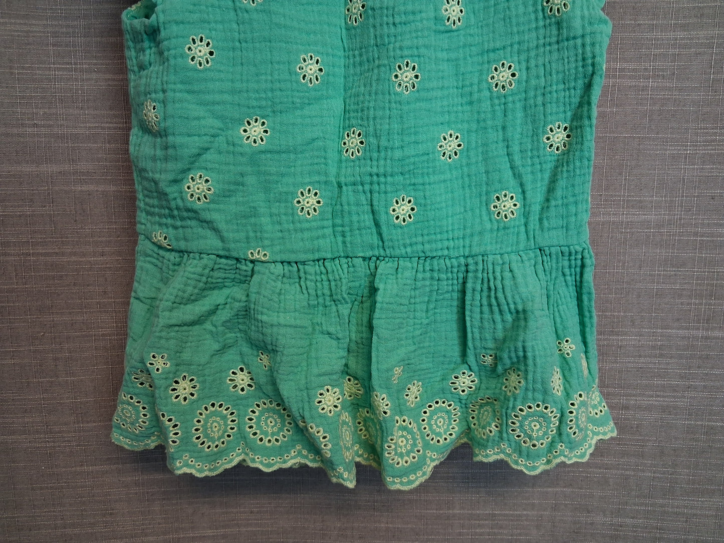 Nutmeg Girls Green Floral Peplum Top Cap Sleeve Age 6-7 Years