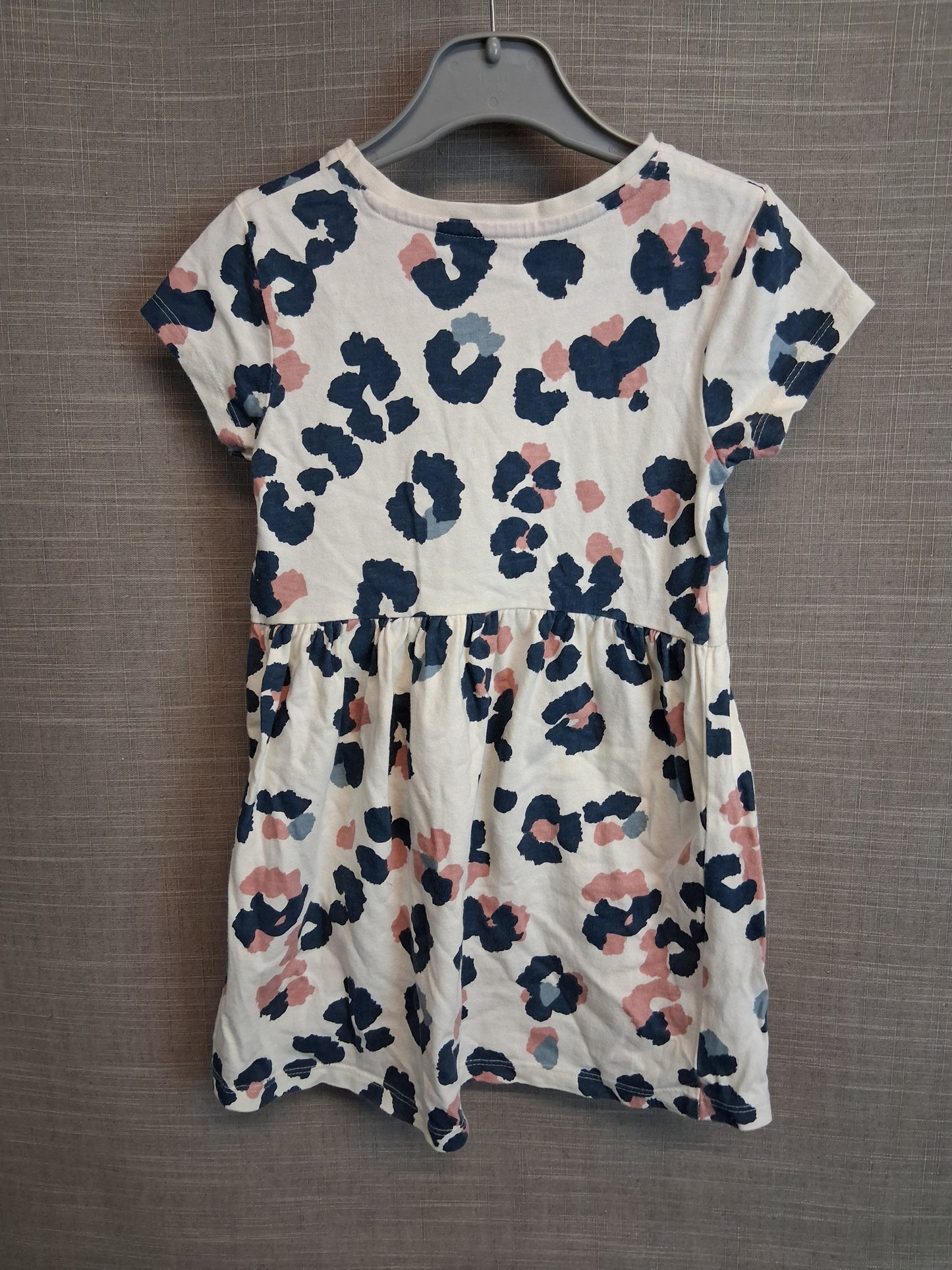 Nutmeg Jersey T-Shirt Dress Age 3-4 Years Beige Animal Print Short Sleeve