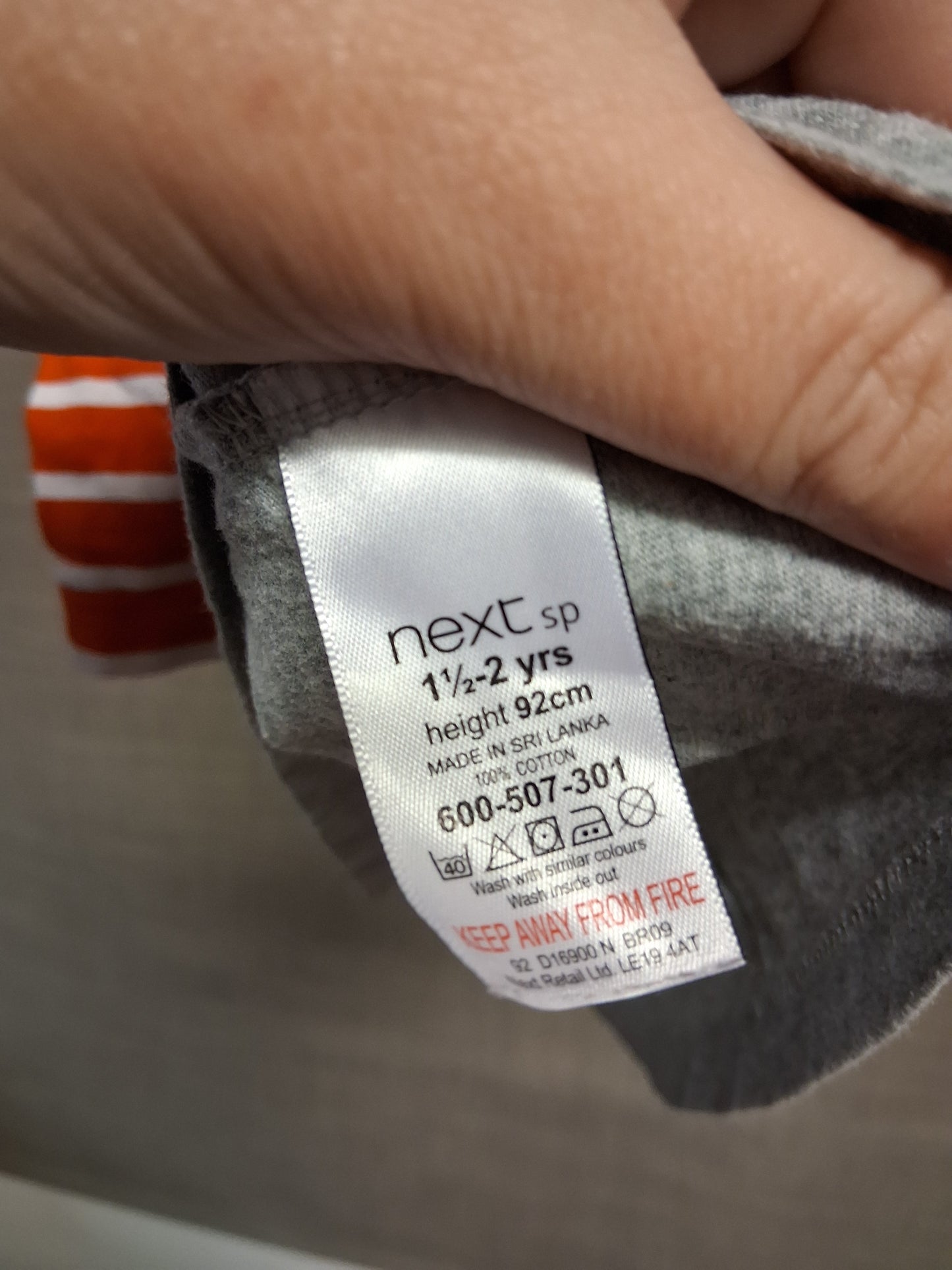 Next Girls Jersey Red Grey Stripe Dress Age 18-24 Months