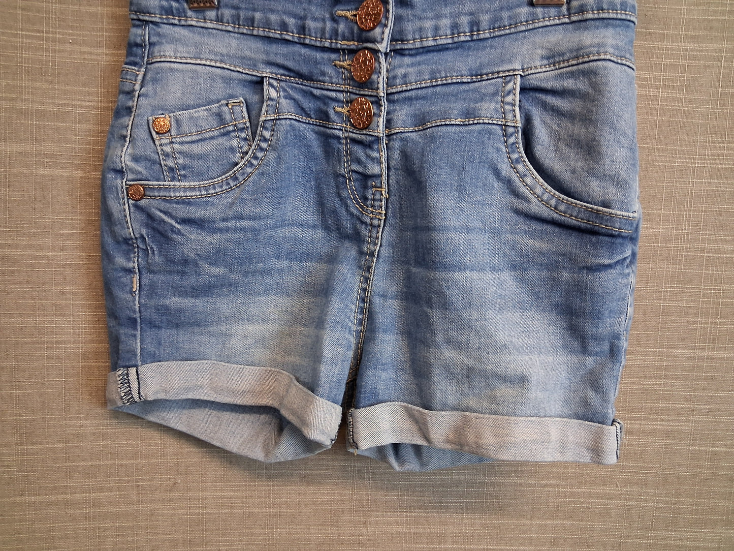 Nutmeg Girls Blue Denim High Waist Shorts Age 8-9 Years