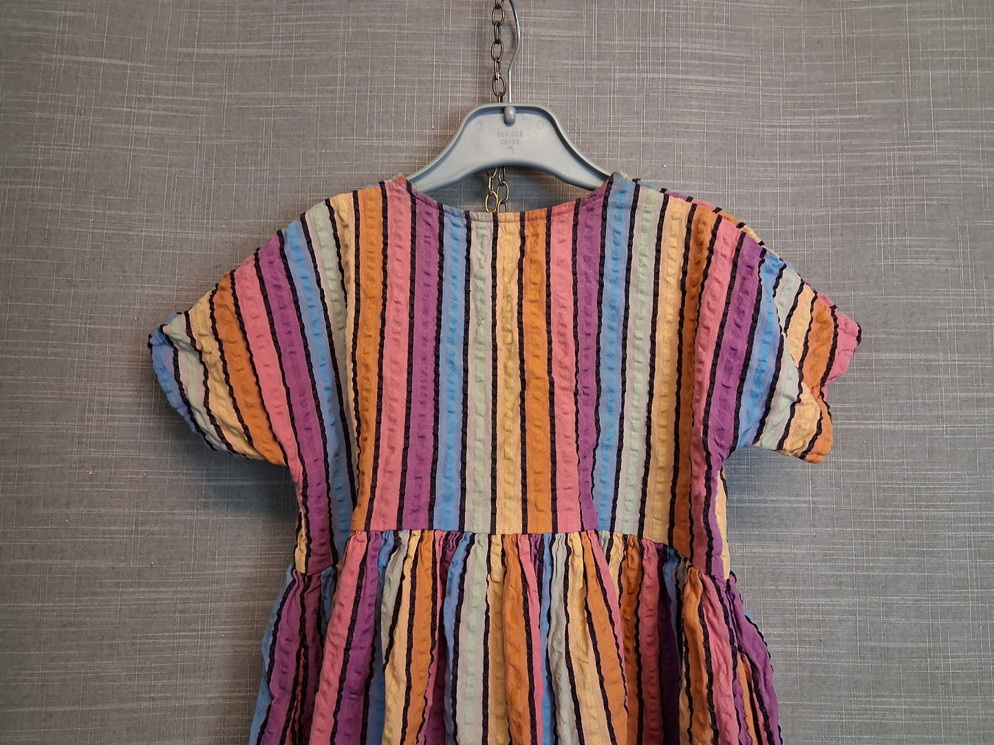 Next Girls Multicolour Striped Short Sleeve Dress Age 3 Years