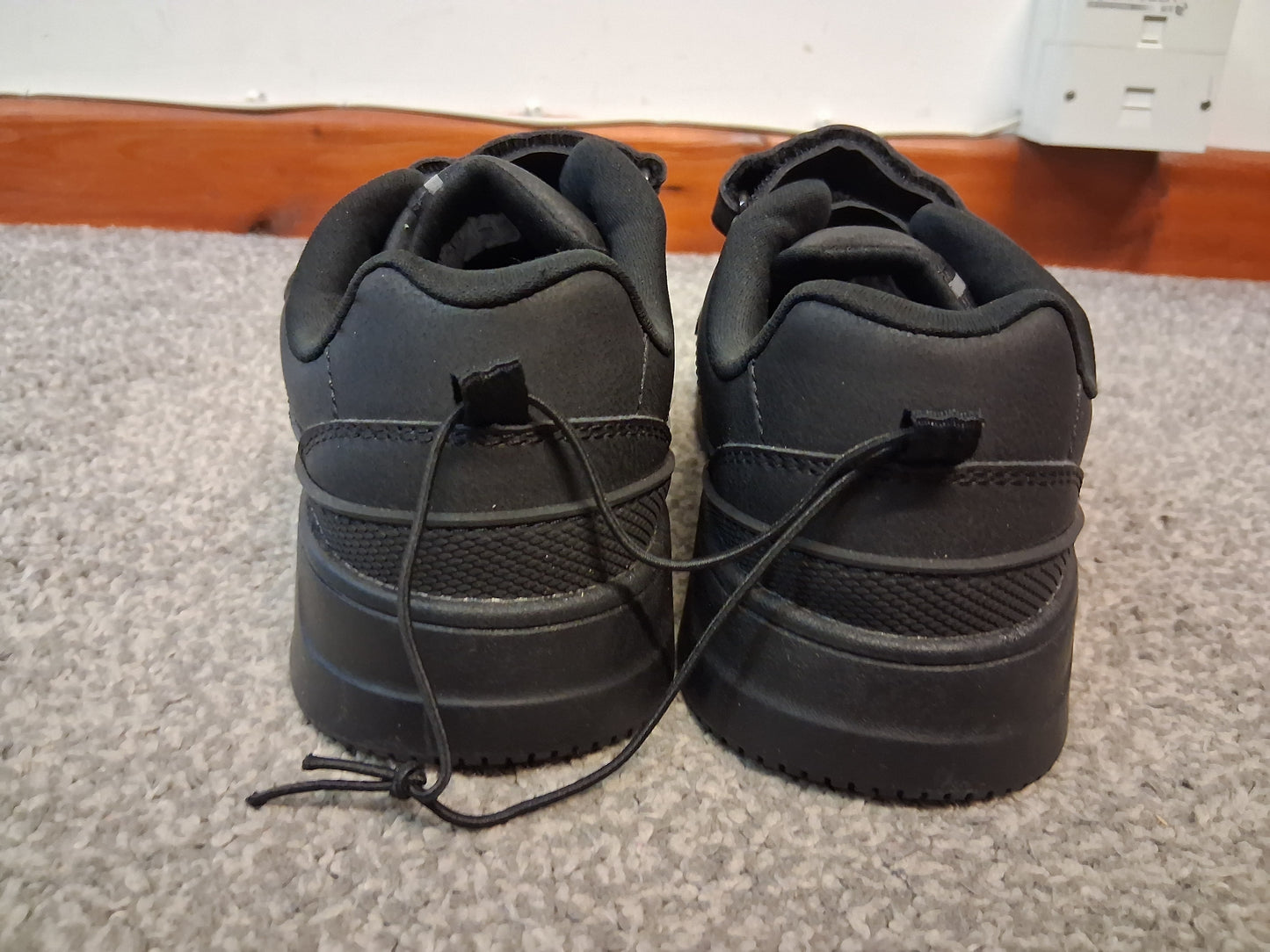 F&F Boys Black School Shoes Double Strap Size 4 Faux Leather New