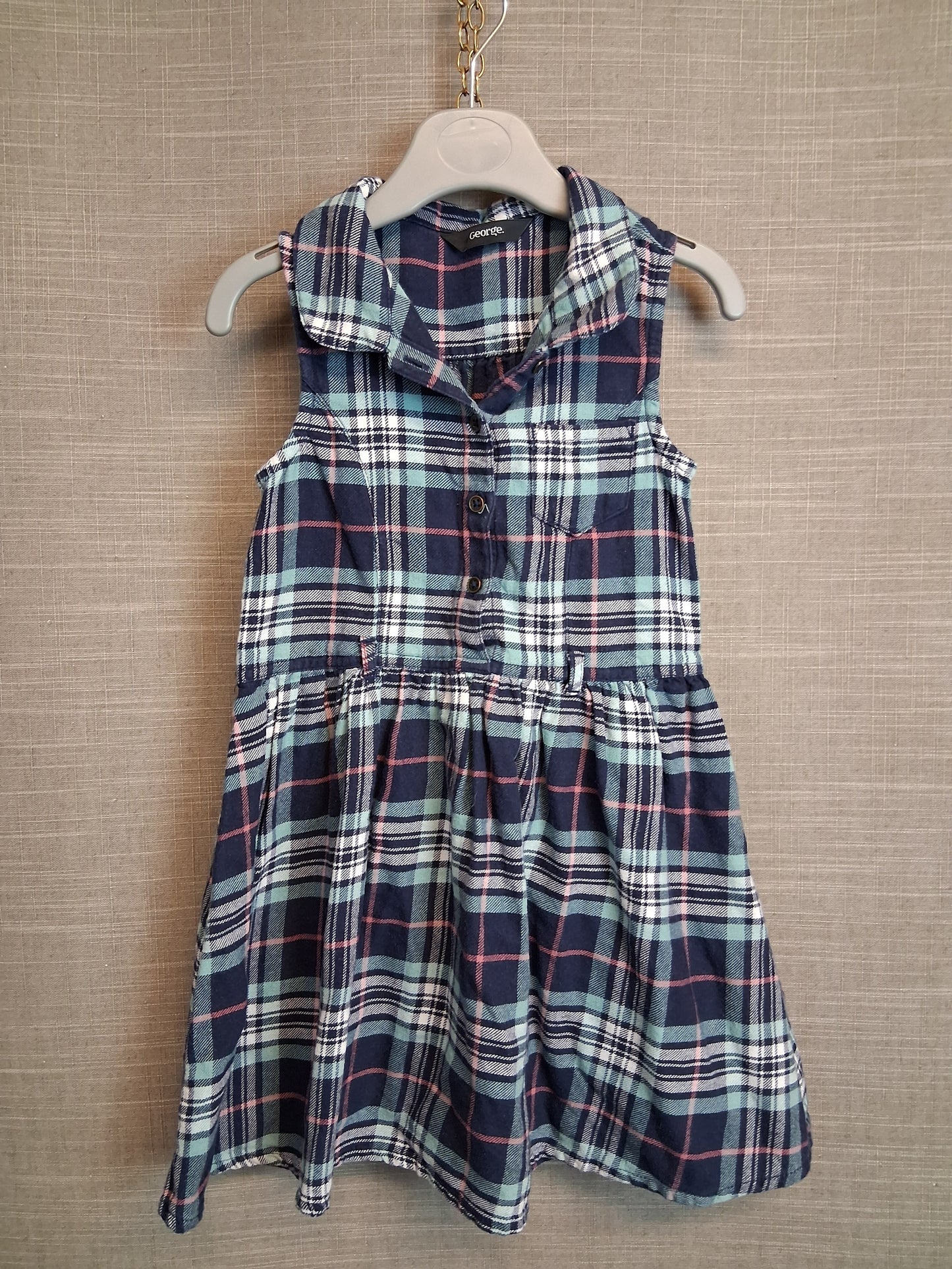 George Girls Check Multicolour Sleeveless Dress Age 3-4 Years