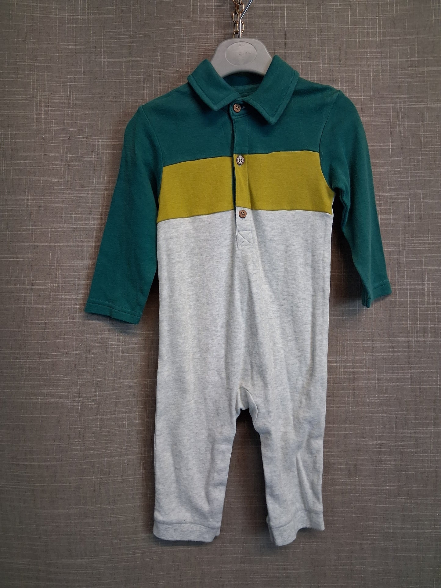 Nutmeg Boys Grey Green One Piece Sleepsuit Age 9-12 Months