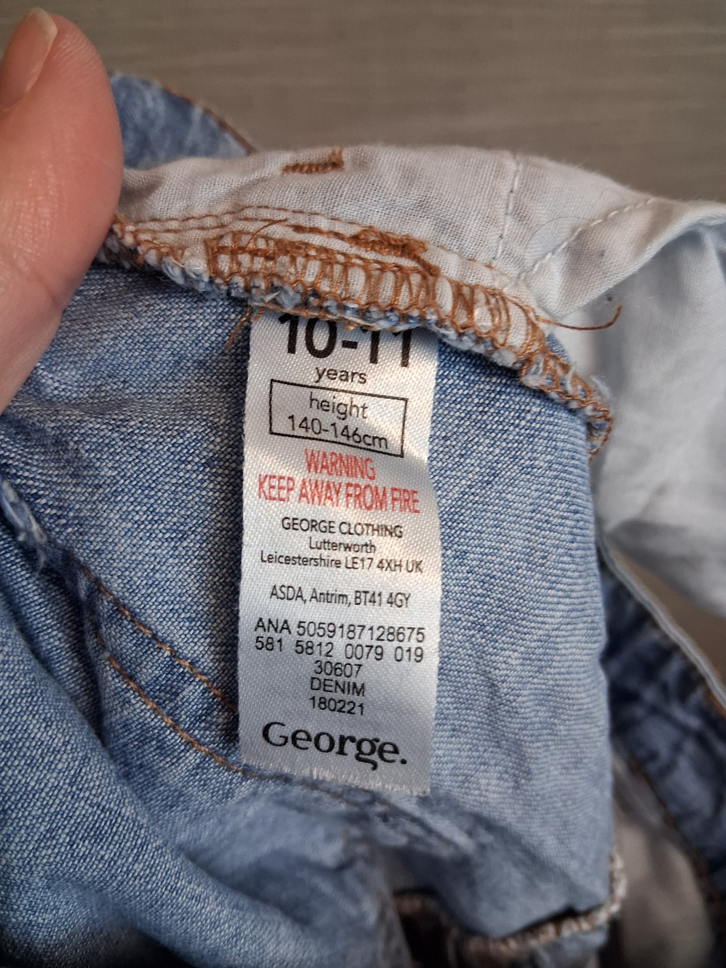George Girls Blue Denim Skirt Age 10-11 Years