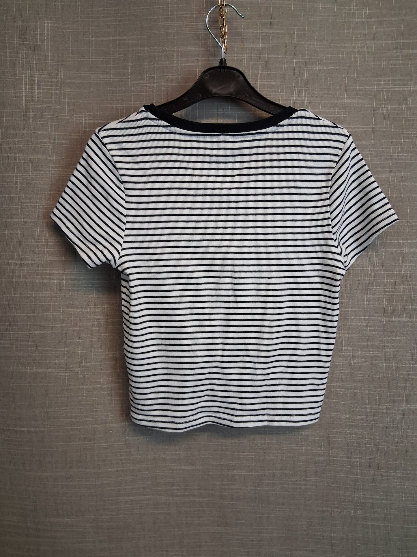 George Girls Black White Striped Short Sleeve T-Shirt Age 10-11 Years
