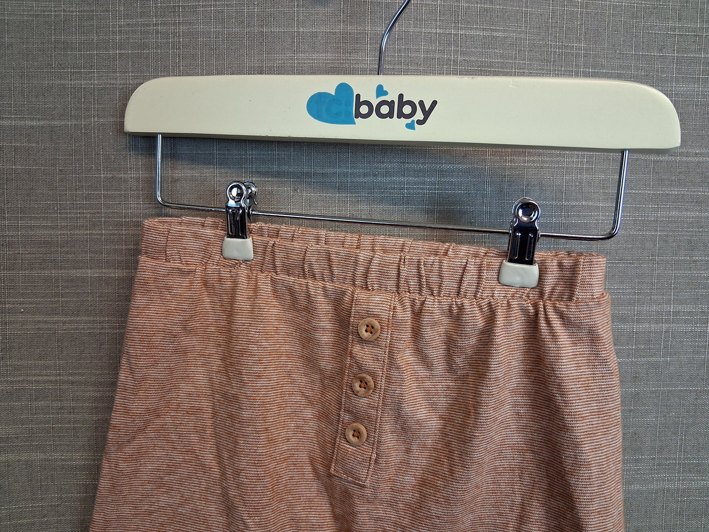 TU Boys Jersey Shorts Brown Stripe Age 6-9 Months