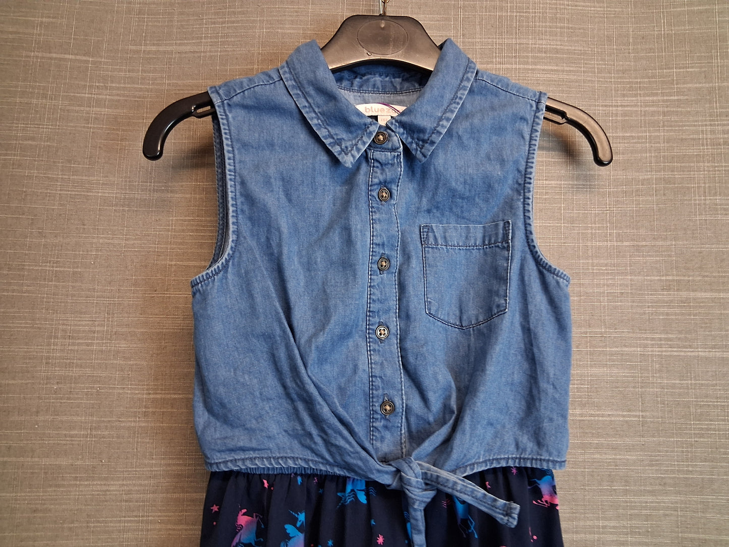 Blue Zoo Girls Unicorn Blue Hi Lo Hem Dress Age 8 Years