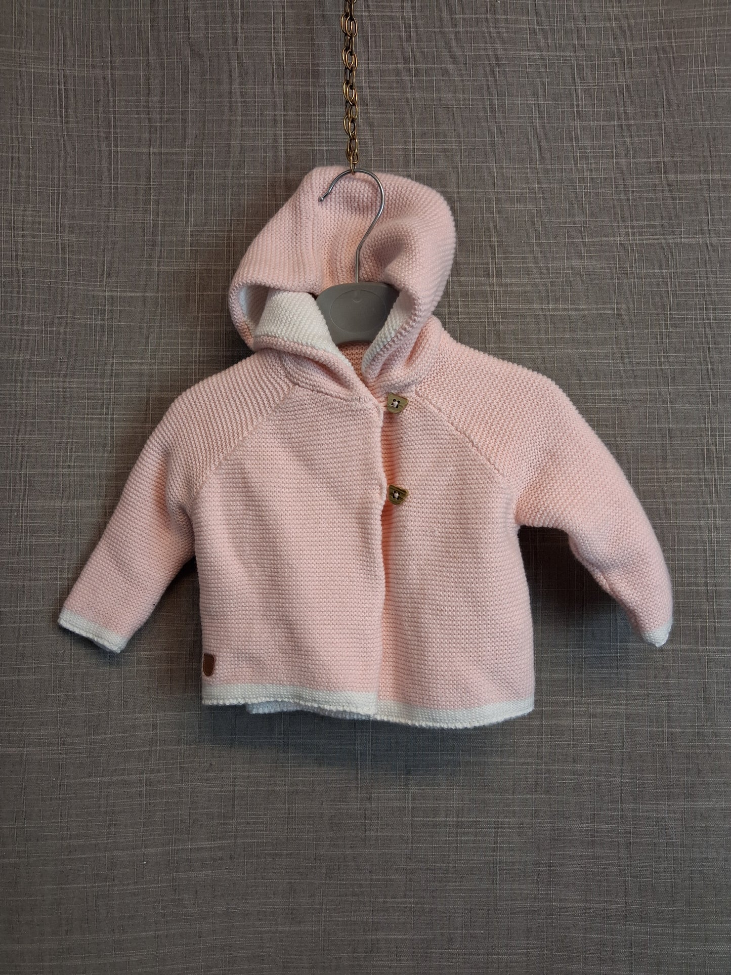 Rock Bye Baby Girls Pink Knitted Cardigan Knitted with Hood Age 0-3 months