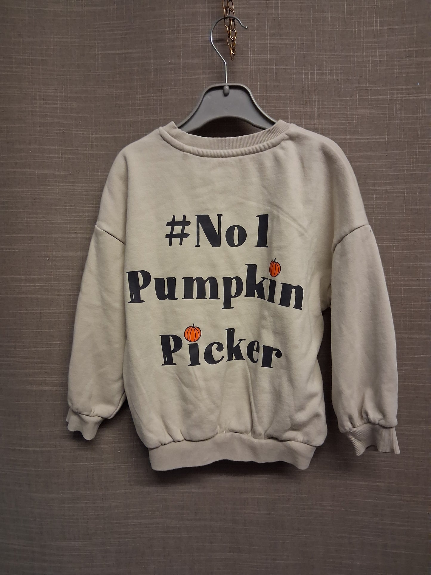 George Halloween Autumn No 1 Pumpkin Picker Beige Sweater Age 3-4 Years