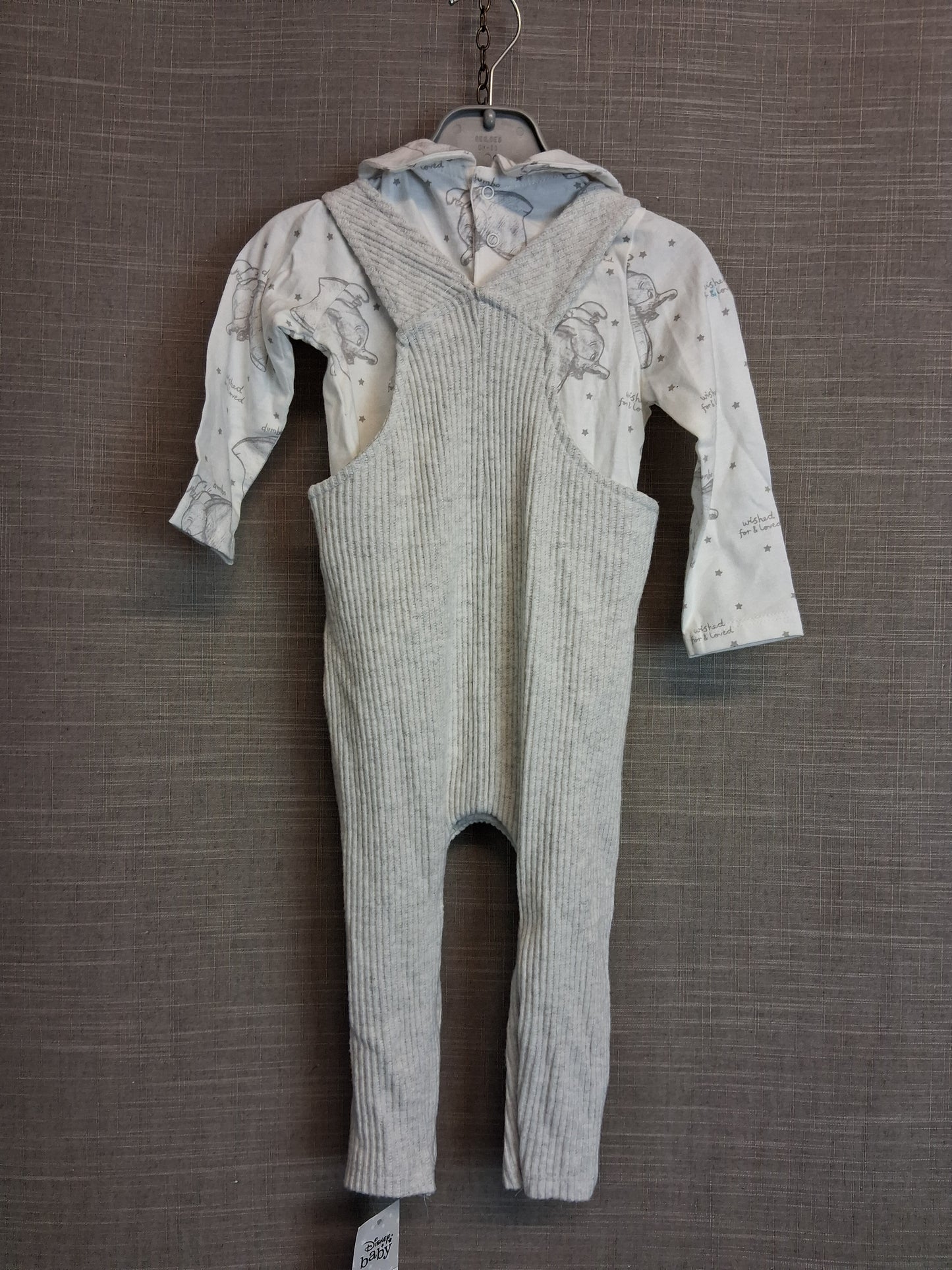 Disney George Dumbo Grey 2 Piece Outfit Age 9-12 Months New