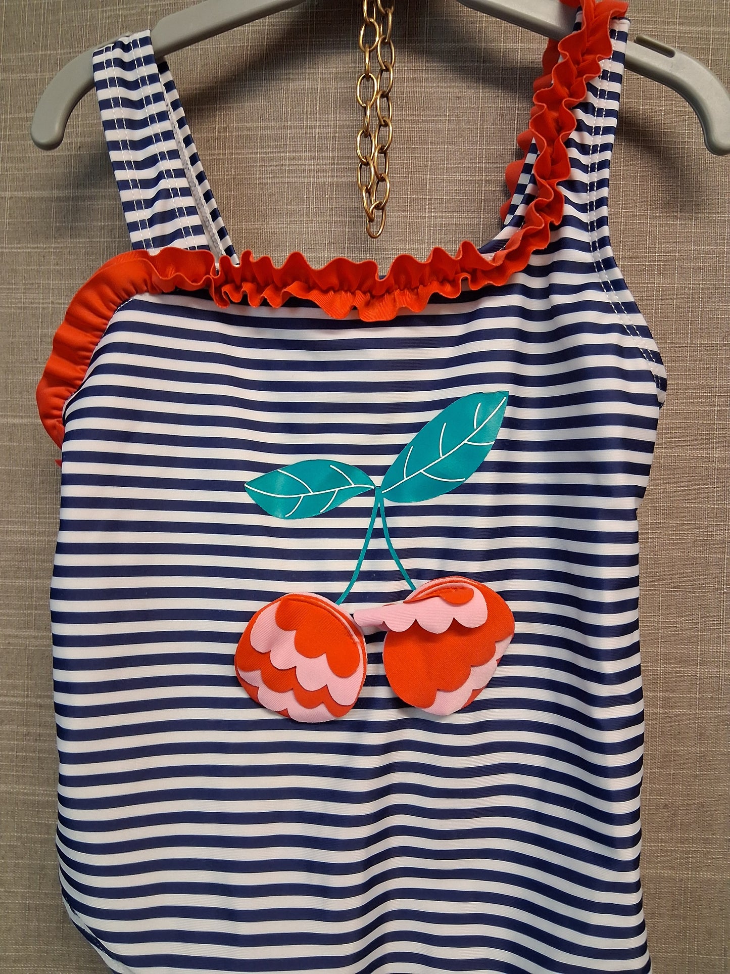 Primark Girls Blue White Stripe Swimsuit One Piece Age 6-7 Years